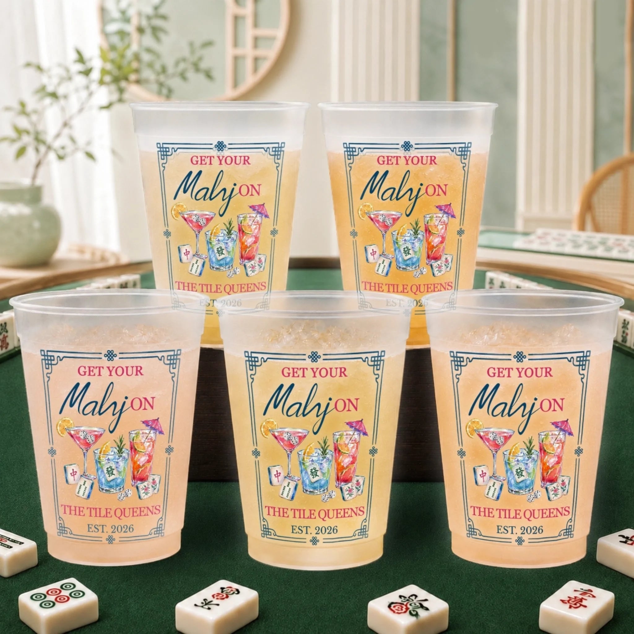 Custom Mahjong Party Cups, Personalized Birthday Gift for Mahjong Players, Mom, Dad, Brother or Sister