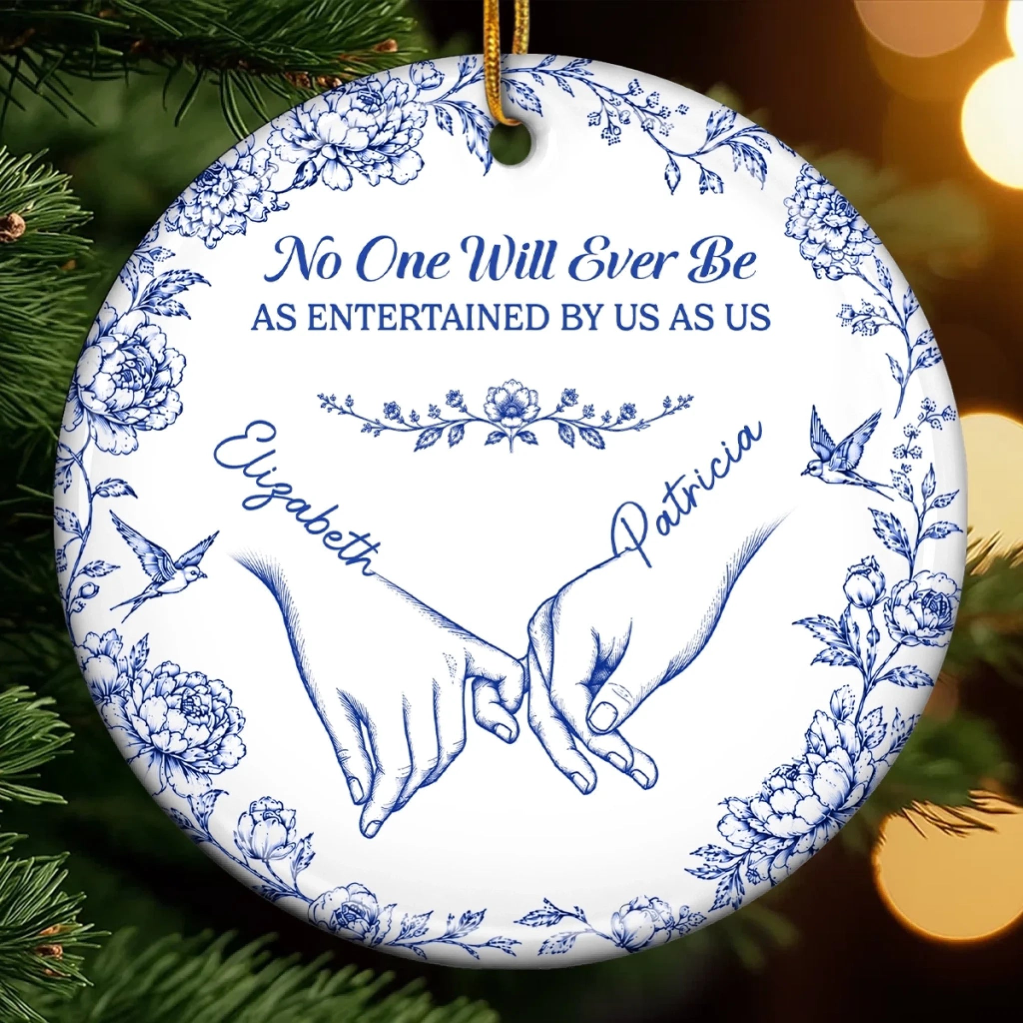 Custom Ceramic Ornament Personalized Best Friend Christmas or Birthday Gift for Women, Besties and Sisters