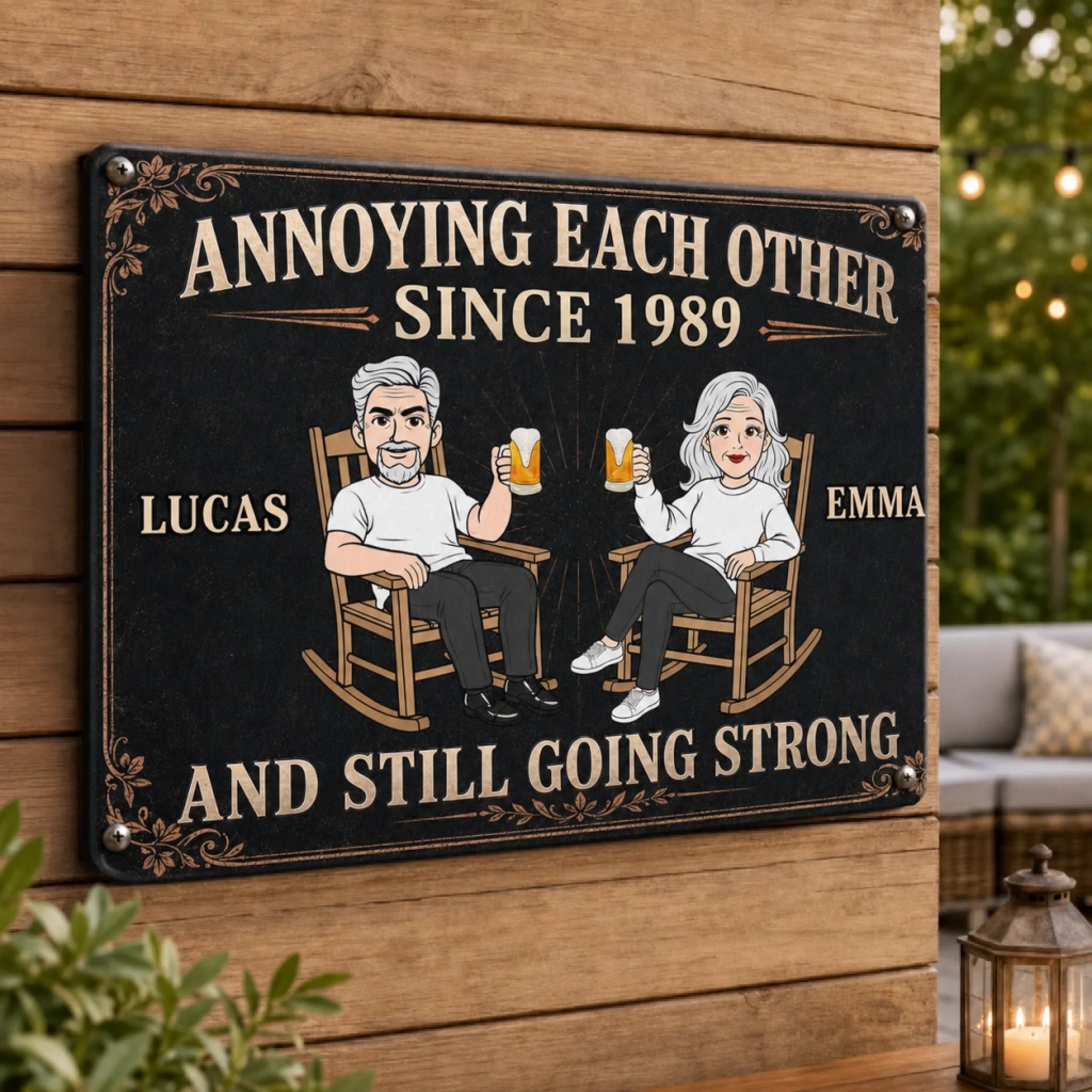 Personalized Home Decor Metal Sign, Custom Anniversary Wedding Gift for Husband and Wife