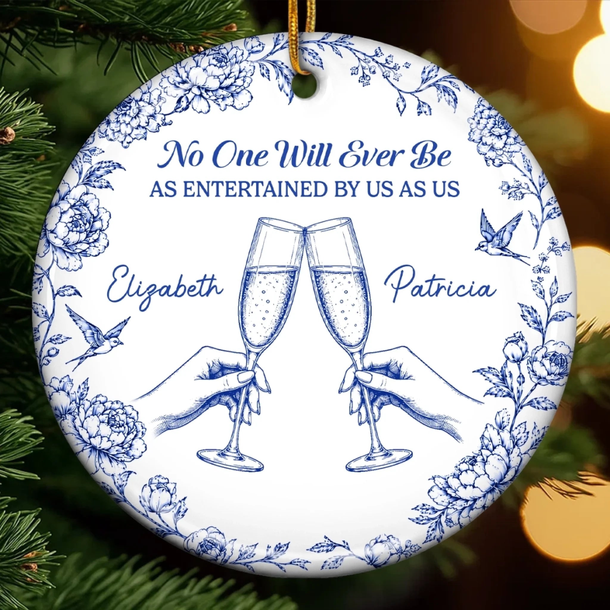 Side by Side Personalized Ceramic Ornament for Best Friend, Sister or BFF, Christmas Birthday Gift for Women