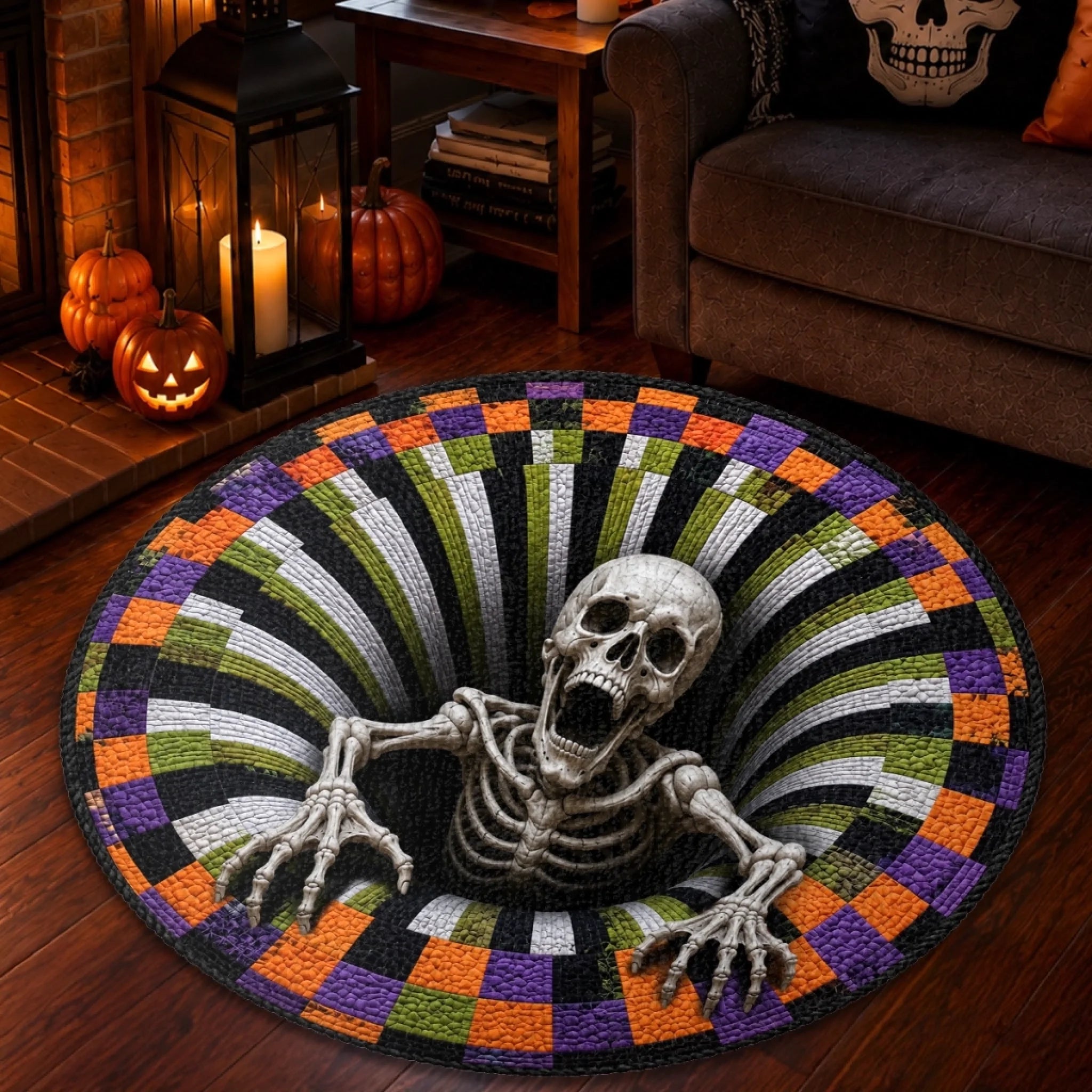 Custom Shaped Doormat Personalized Halloween Decor, Spooky Nights Together Gift for Mom Dad Siblings