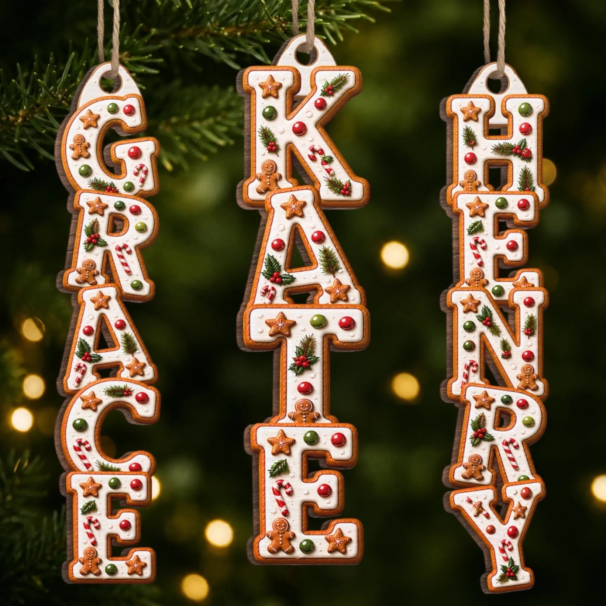 Custom Letter Wooden Ornament Personalized Christmas or Birthday Gift for Mom Dad Brother Sister
