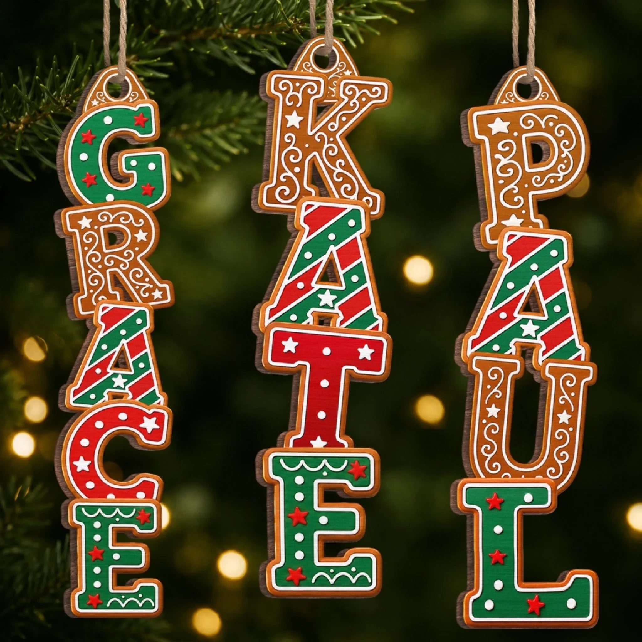 Custom Letter Wooden Ornament, Personalized Christmas Birthday Gift for Family, Joy Lives in Togetherness