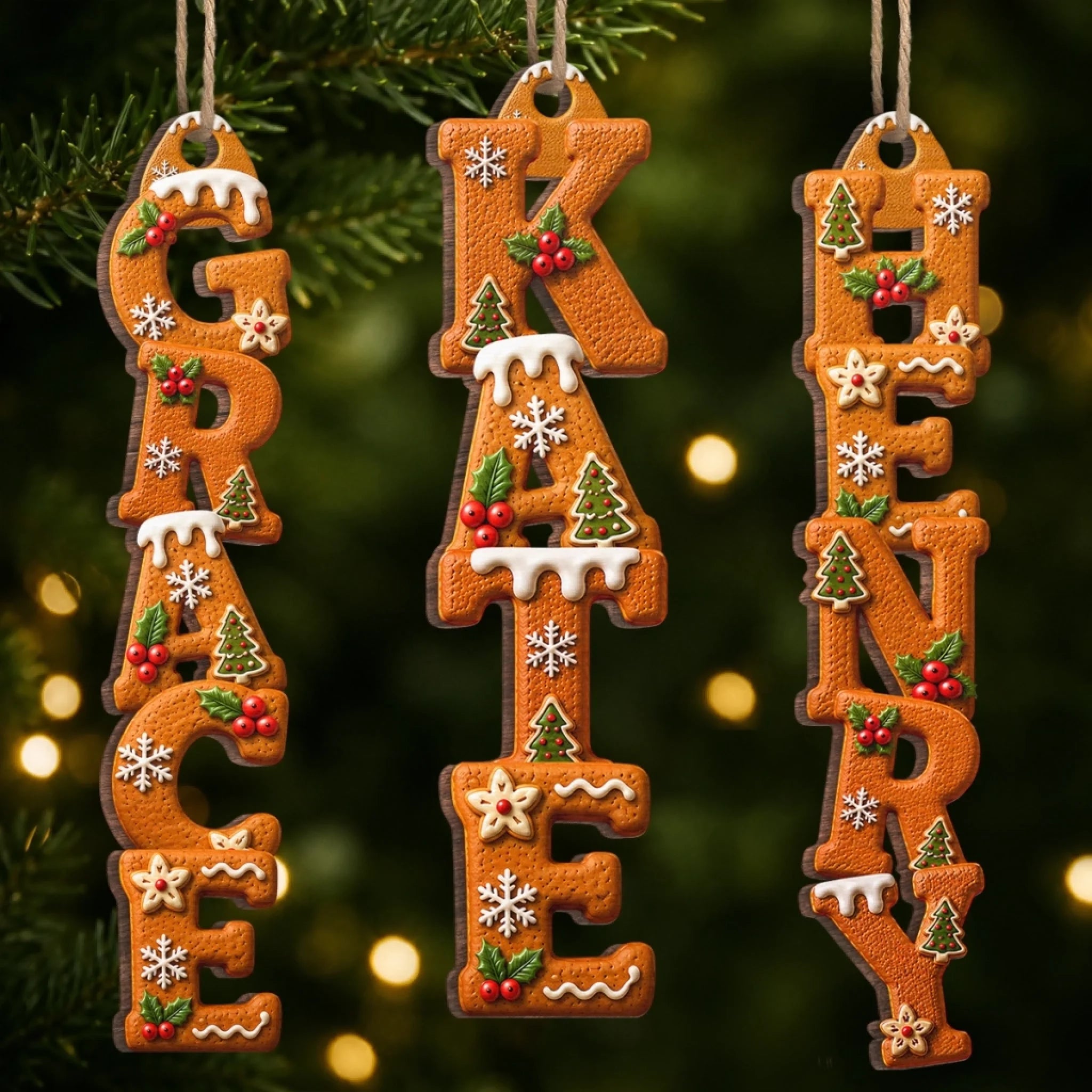 Custom Letter Wooden Ornament, Personalized Christmas Birthday Gift for Mom, Dad, Brother or Sister