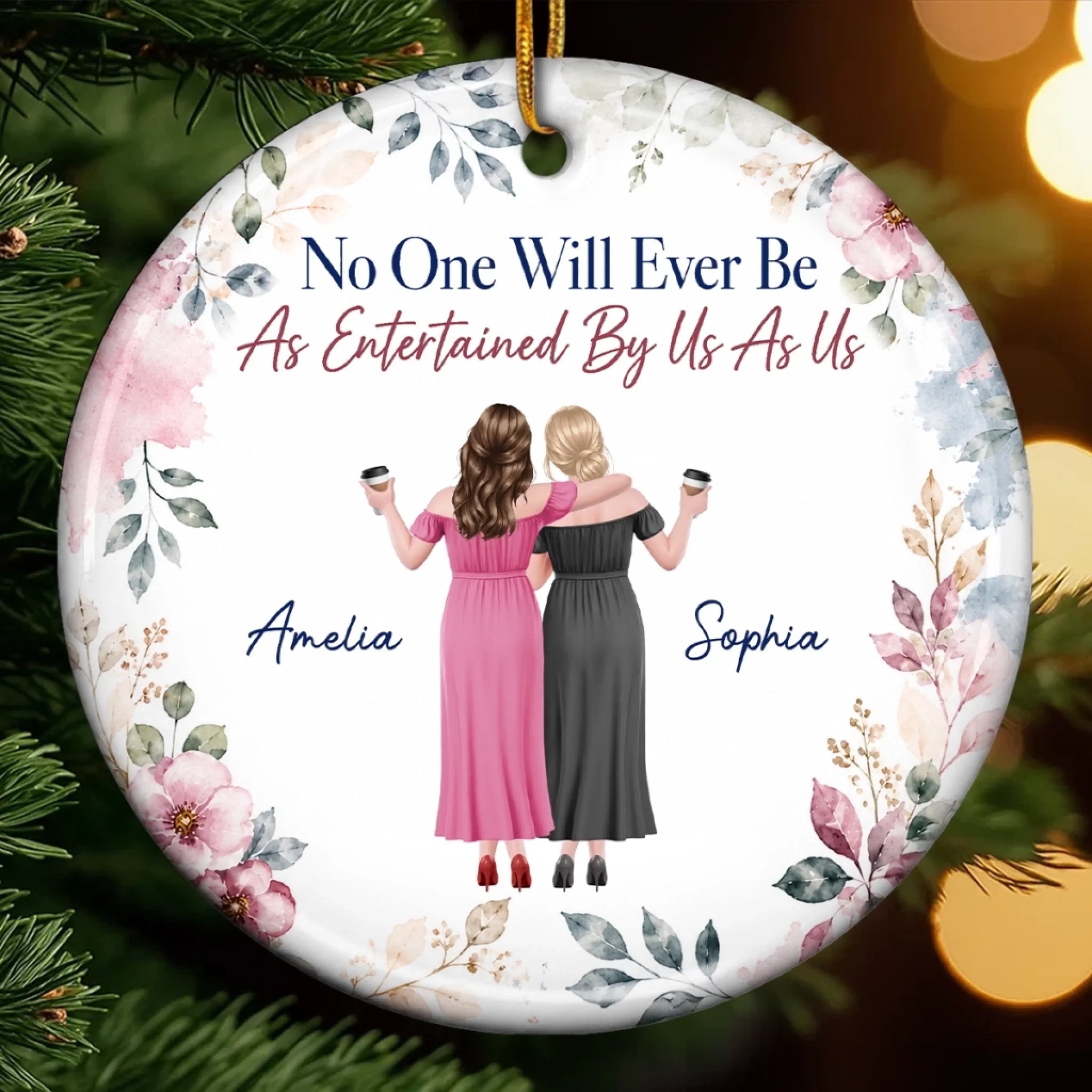 Custom Ceramic Ornament Personalized Best Friend Christmas or Birthday Gift for Women Sisters BFF