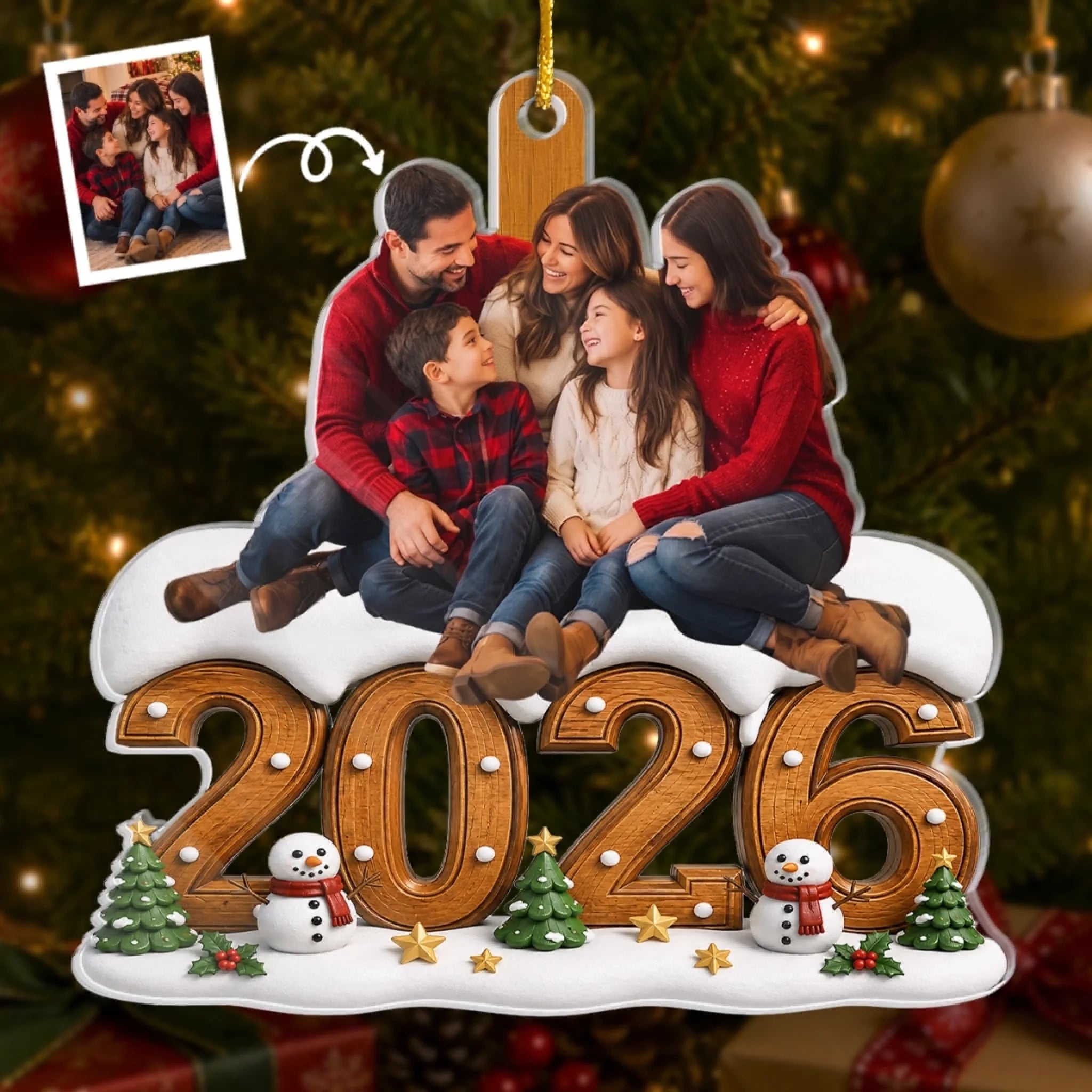 Custom Photo Acrylic Ornament Personalized Christmas Birthday Gift for Mom Dad Brother Sister
