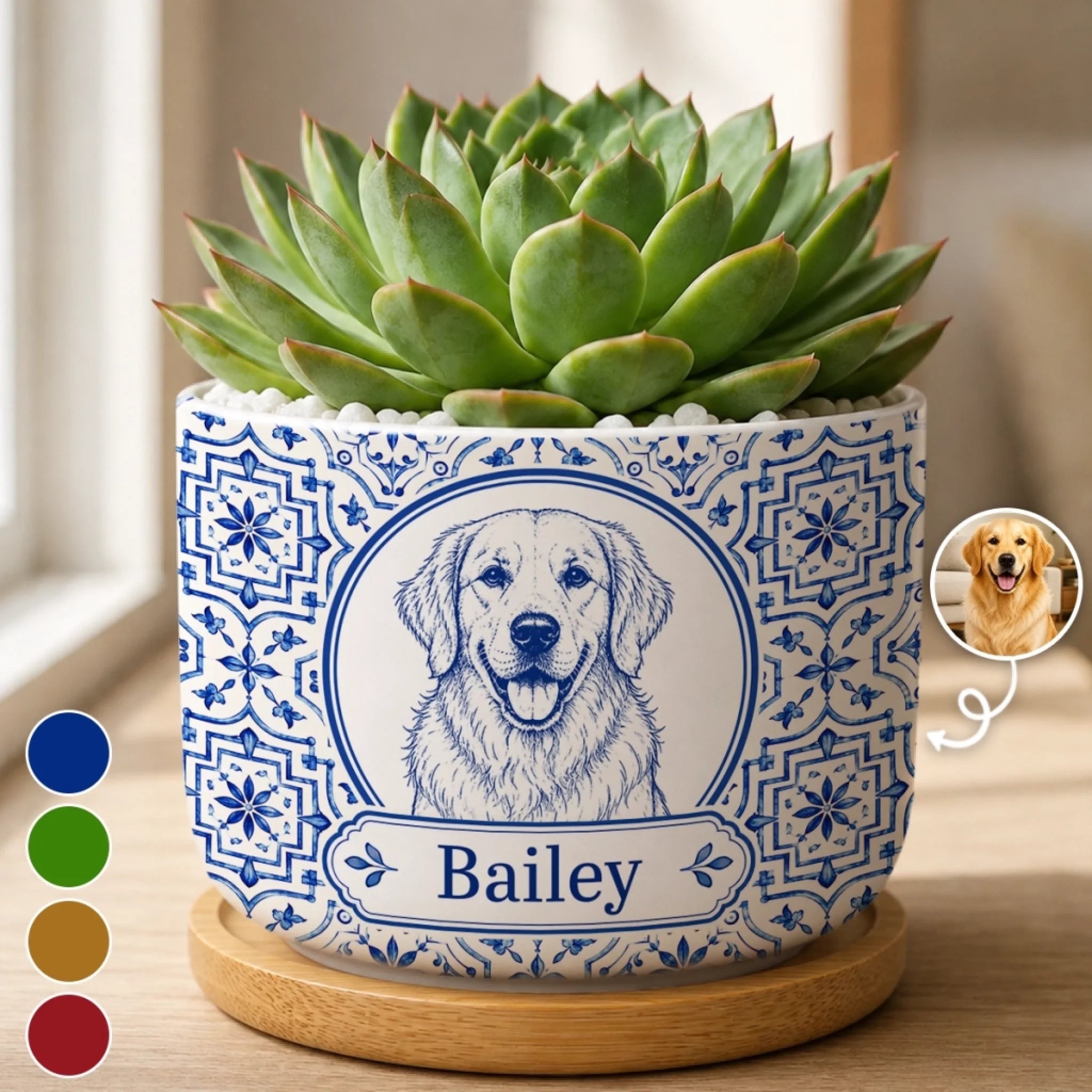 Custom Photo Ceramic Plant Pot, Personalized Pet Memorial Sympathy Gift for Dogs and Cats
