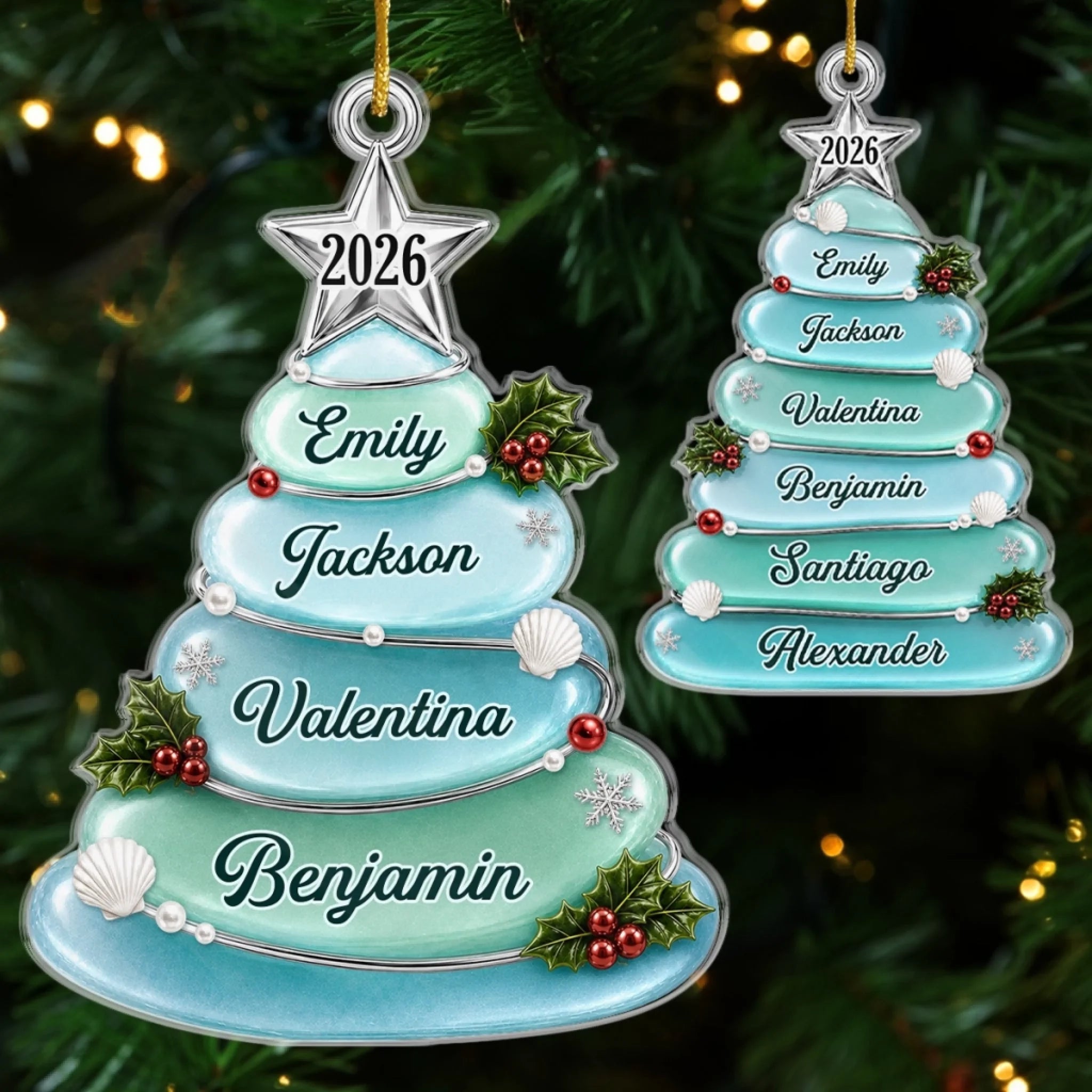 Custom Sea Glass Acrylic Ornament Personalized Christmas or Birthday Gift for Family