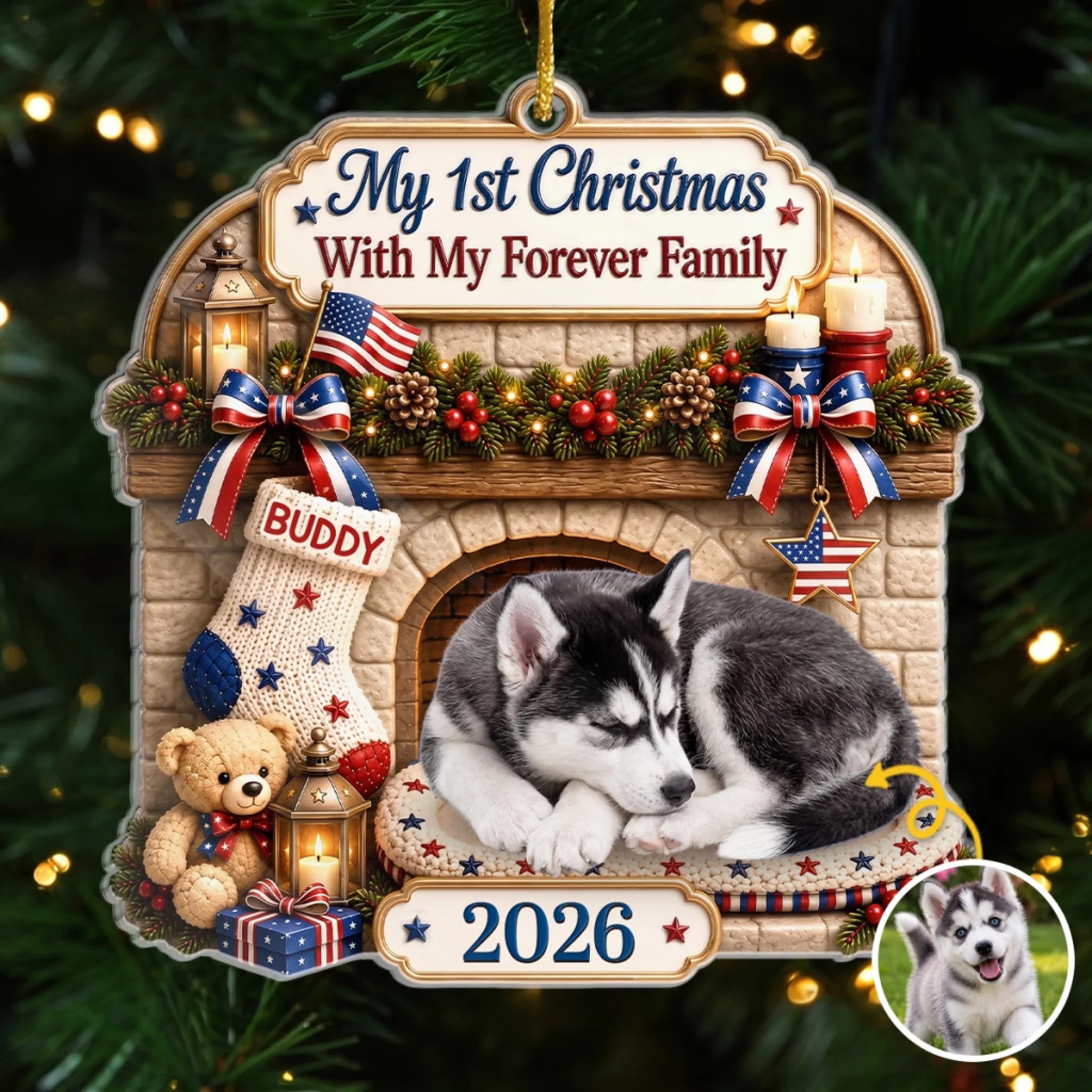 Custom Photo First Christmas Acrylic Ornament Personalized Gift for Dog Cat Lovers and Pet Parents
