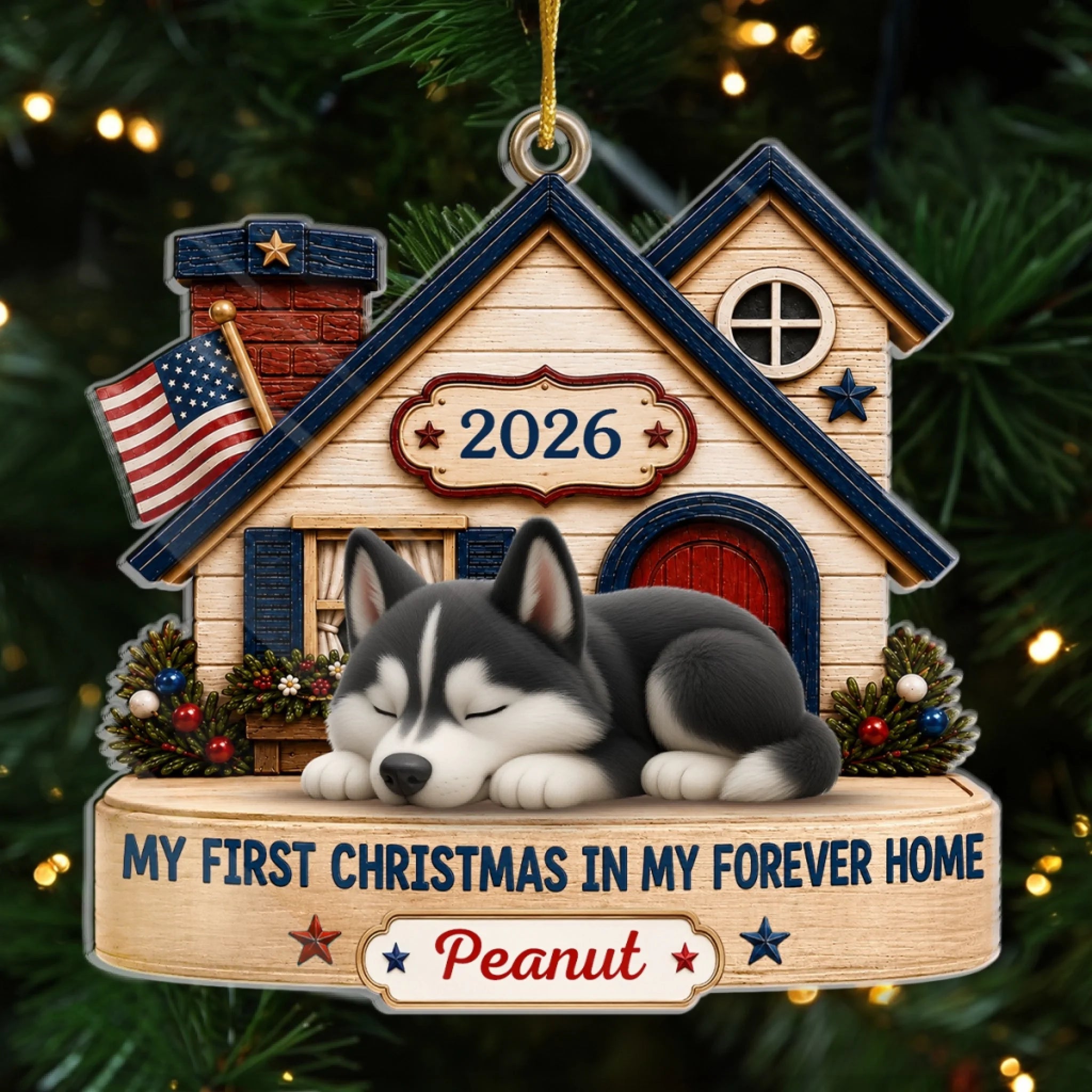 Custom First Christmas Acrylic Ornament Personalized Pet Memorial Gift for Dog Cat Lovers