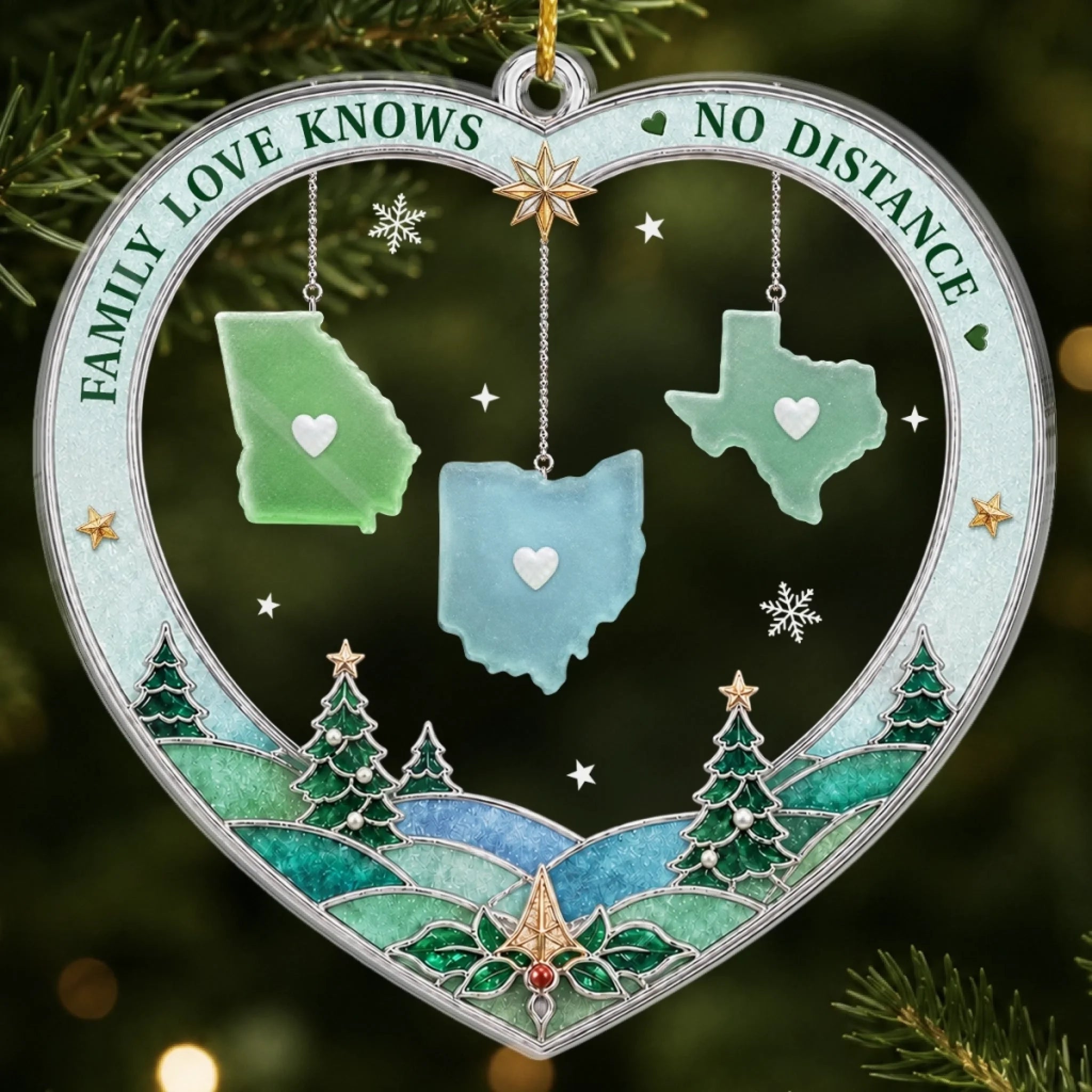 Custom Long Distance Acrylic Ornament Personalized Family Christmas Gift for Mom Dad Brother Sister