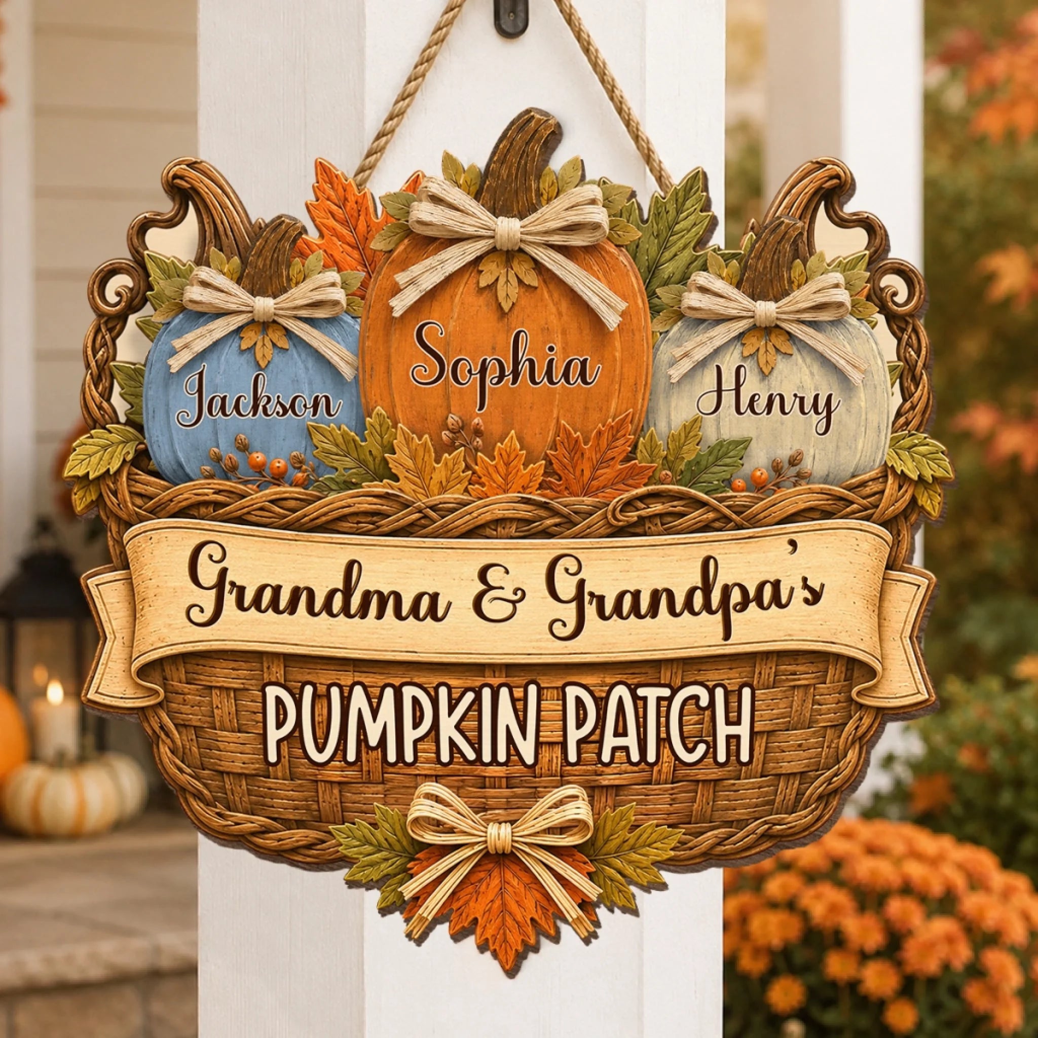 Custom Pumpkin Wood Sign Personalized Birthday Gift for Grandma or Grandpa, A Patch Full of Love