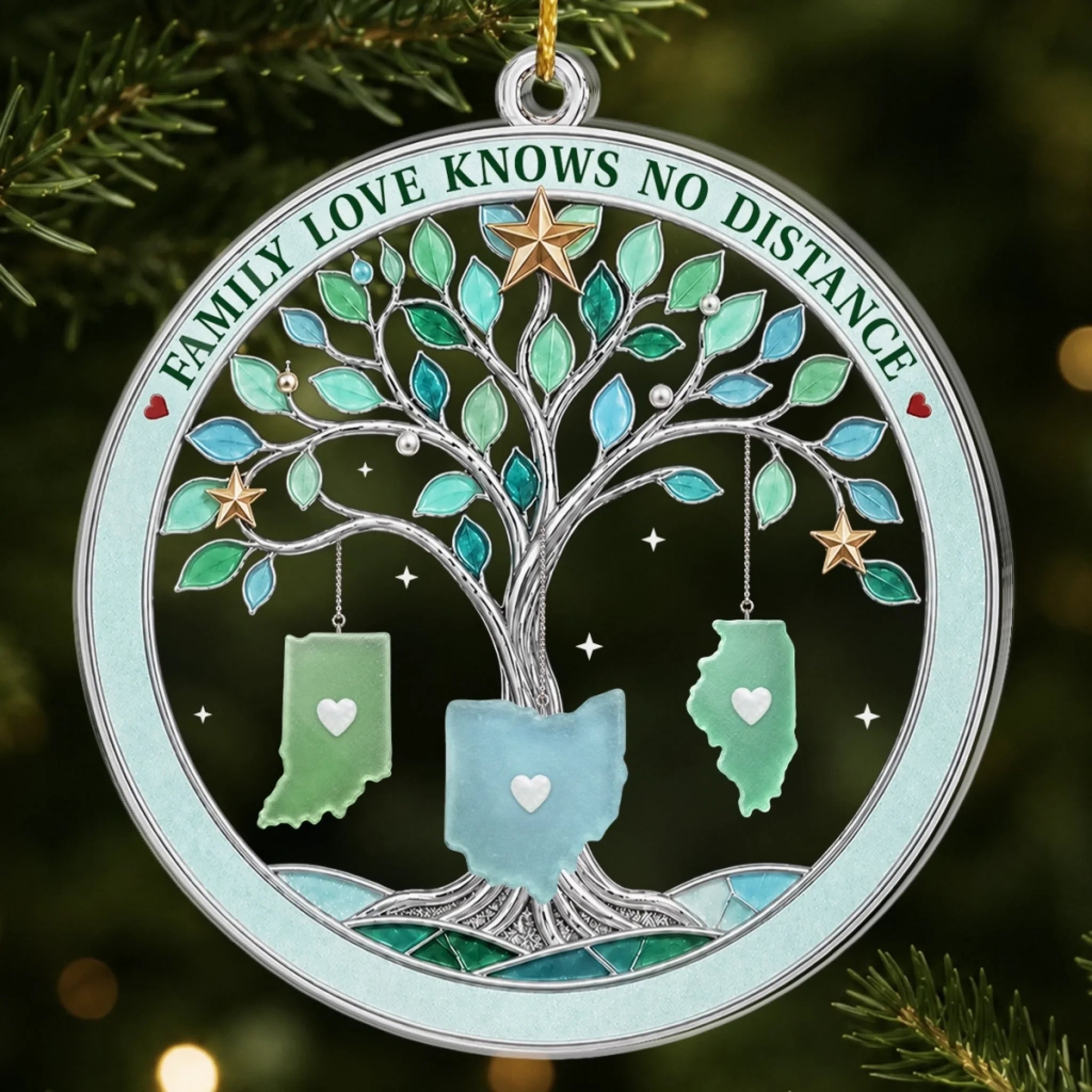 Custom Long Distance Acrylic Ornament, Personalized Christmas Birthday Gift for Family – Love Keeps Us Connected