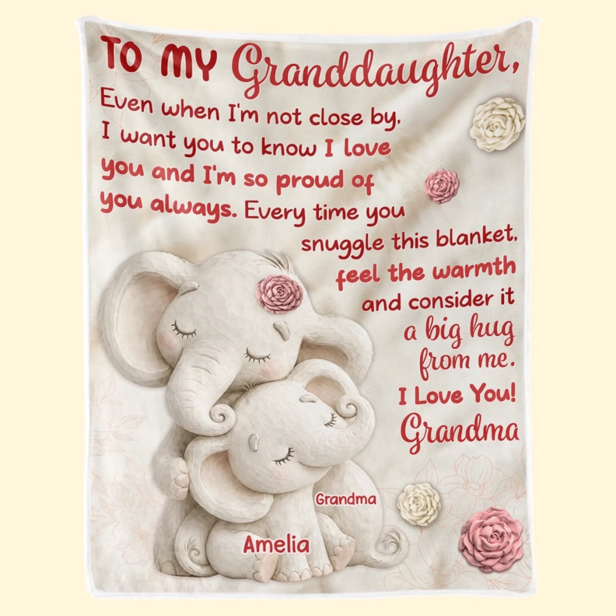 Personalized Granddaughter Birthday Blanket, Consider This a Big Hug Custom Gift