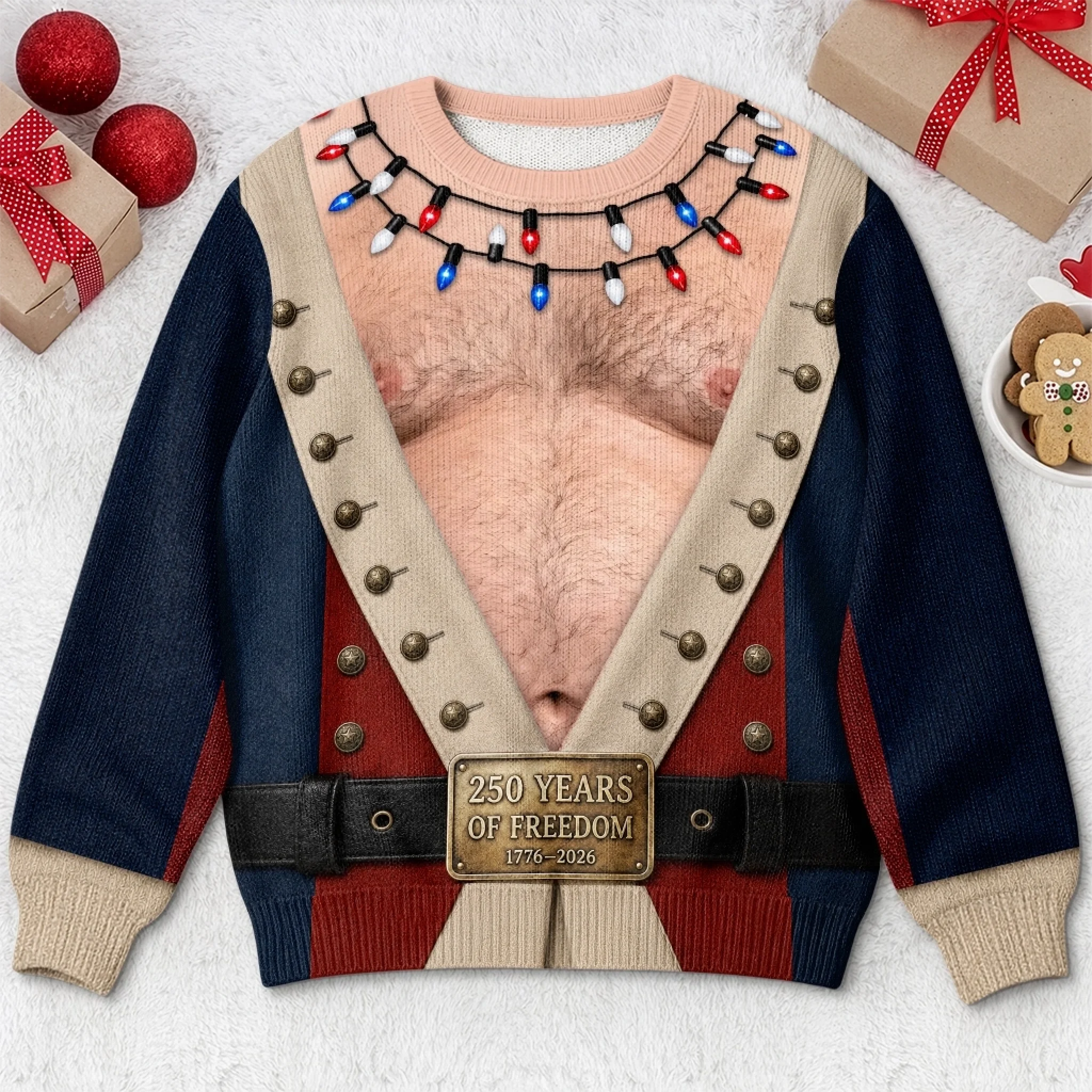 Custom Funny Ugly Sweatshirt Personalized America 250th Anniversary Christmas Gift for Him