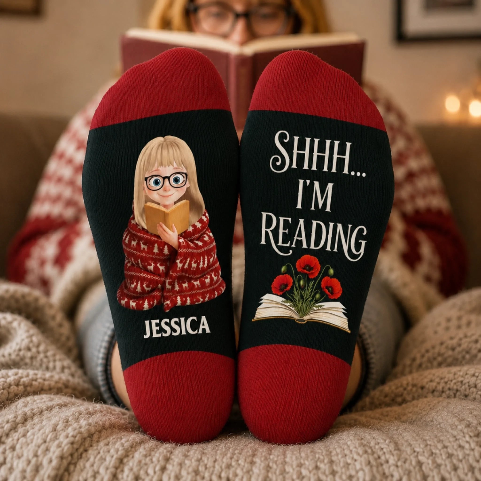 Custom Crew Socks, Personalized Books Before Everything Gift for Book Lovers and Readers