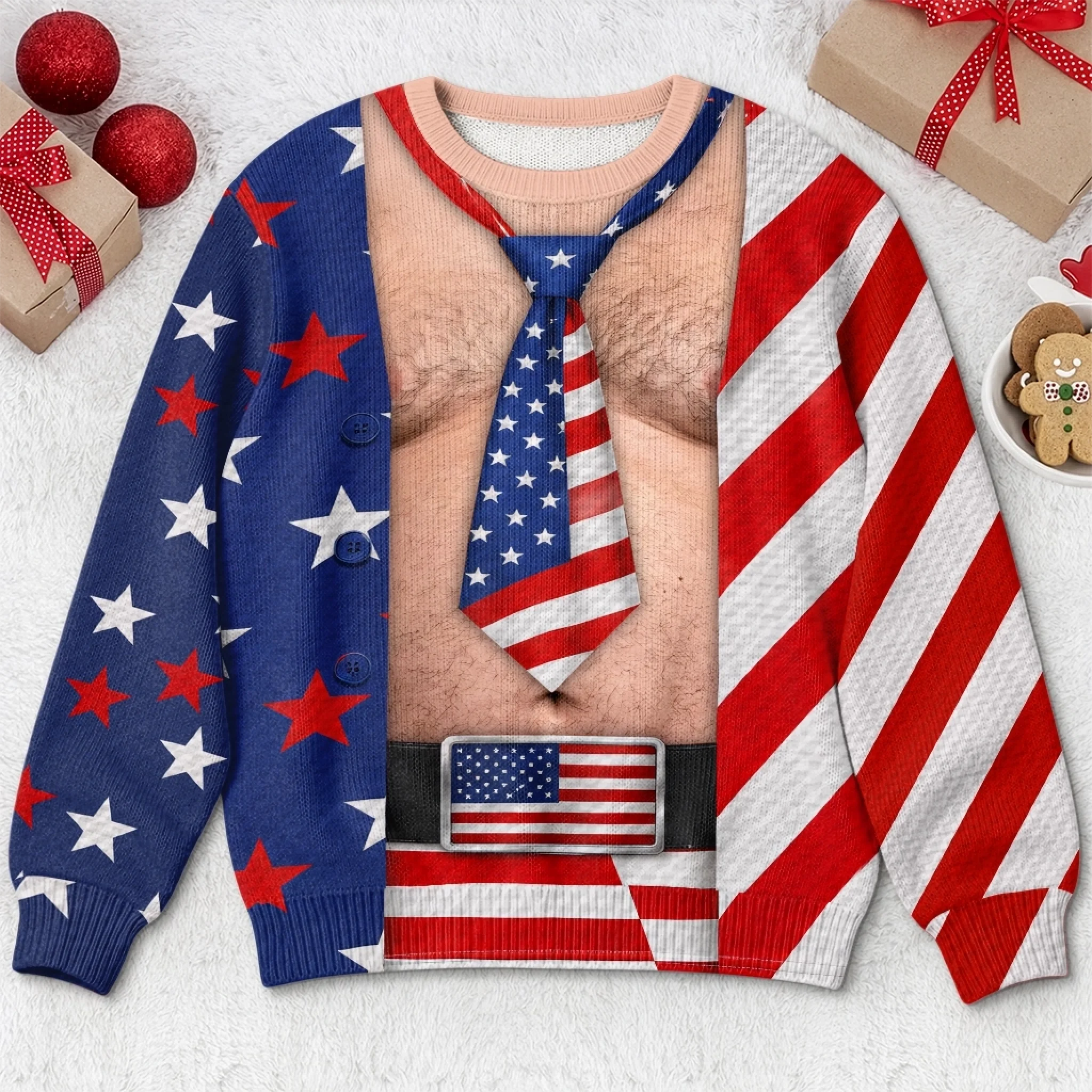 Custom Funny Ugly Sweatshirt, Personalized America 250th Anniversary Christmas Gift for Husband Dad Grandpa