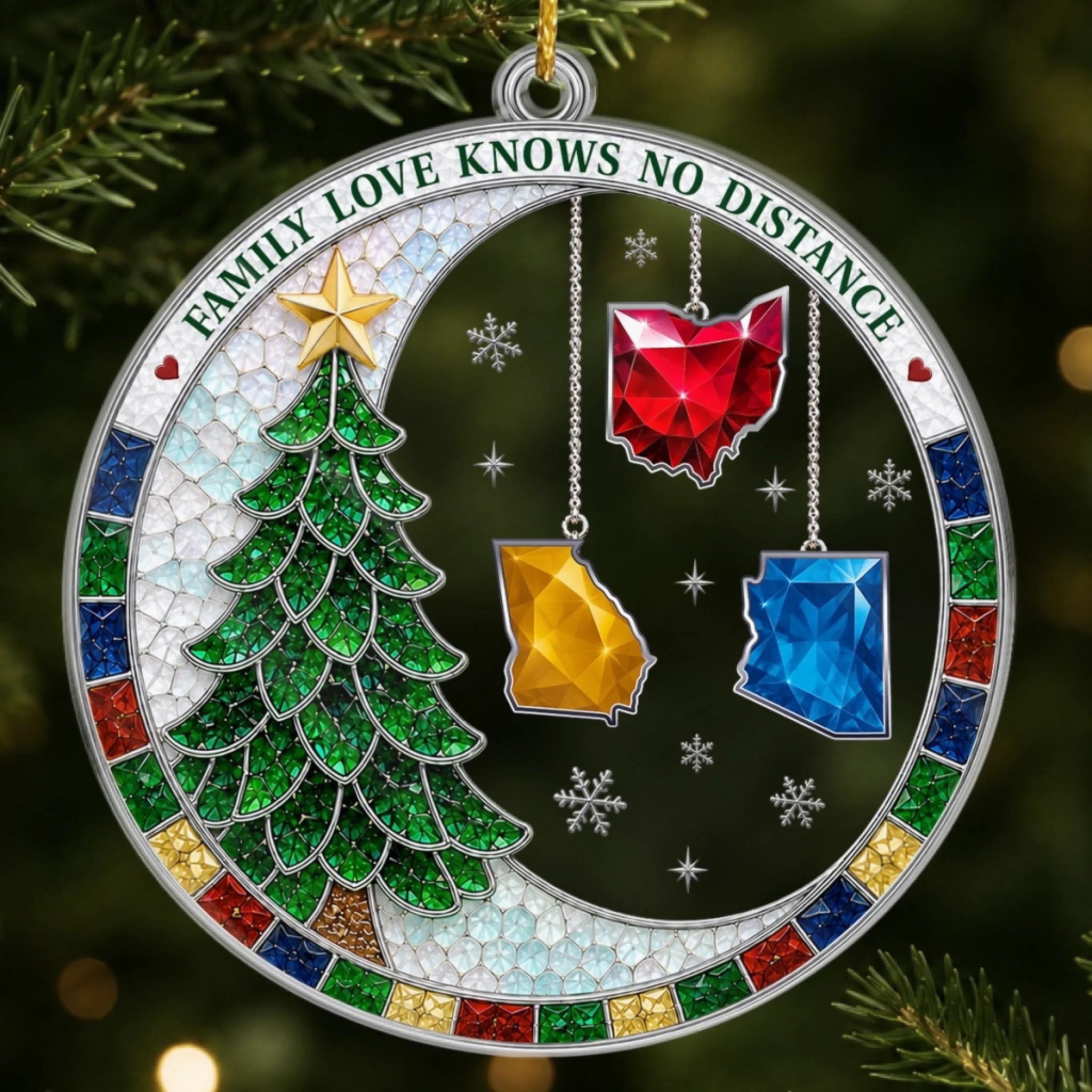 Custom Long Distance Acrylic Ornament, Personalized Christmas or Birthday Gift for Mom Dad Brother Sister