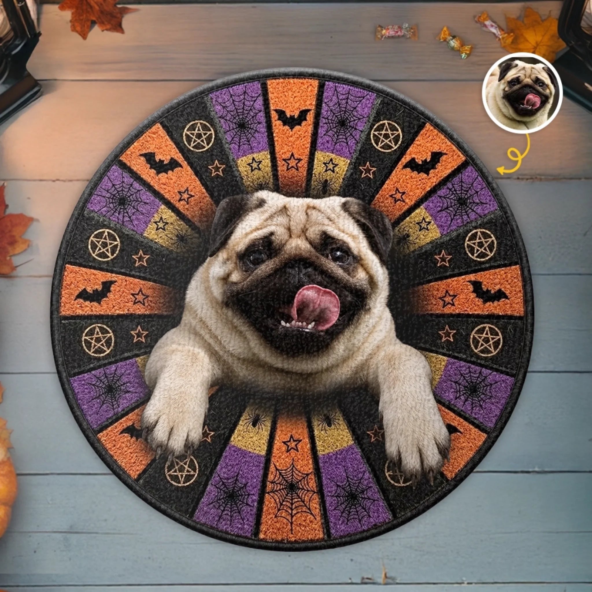 Custom Photo Shaped Doormat Personalized Halloween Decor Gift for Dog Cat Lovers and Pet Owners