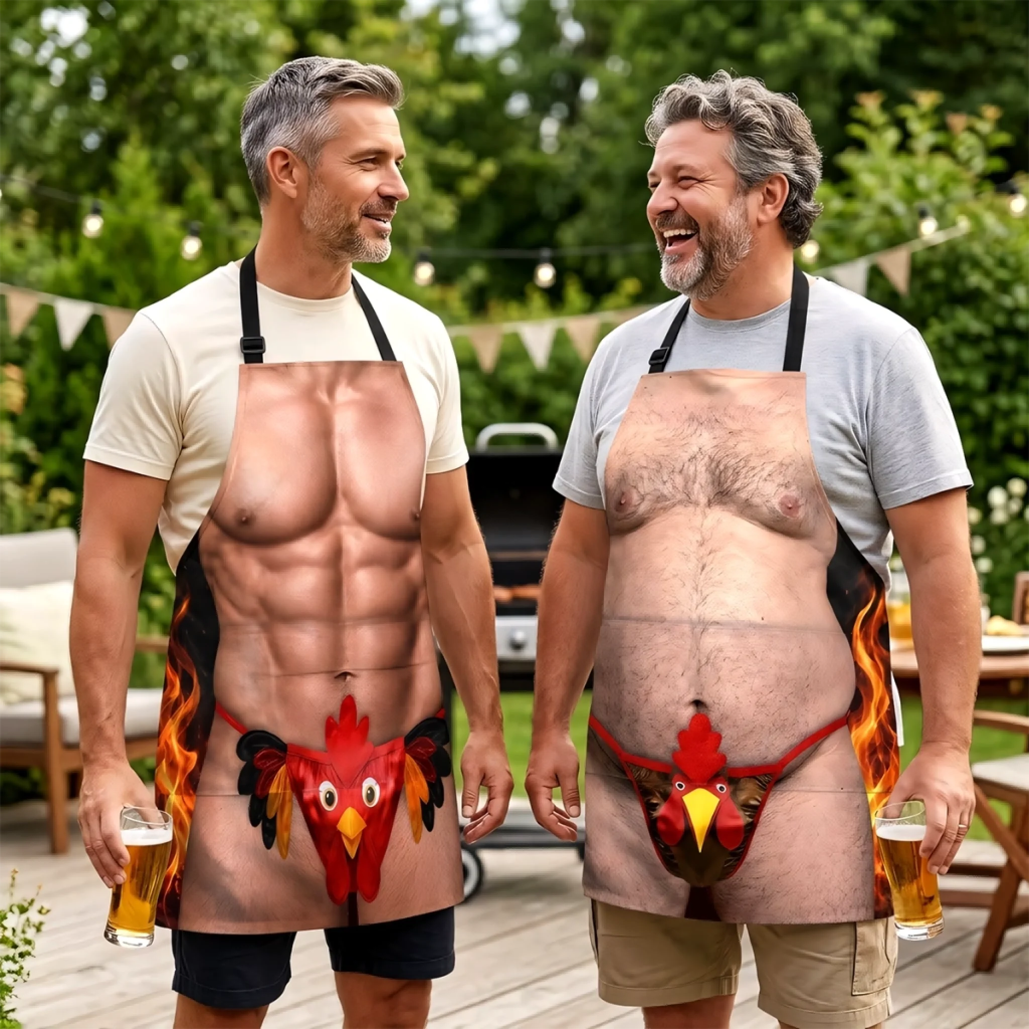 Custom Funny Apron With Pocket, Personalized Built For Good Times Birthday Gift for Dad, Husband or Grandpa