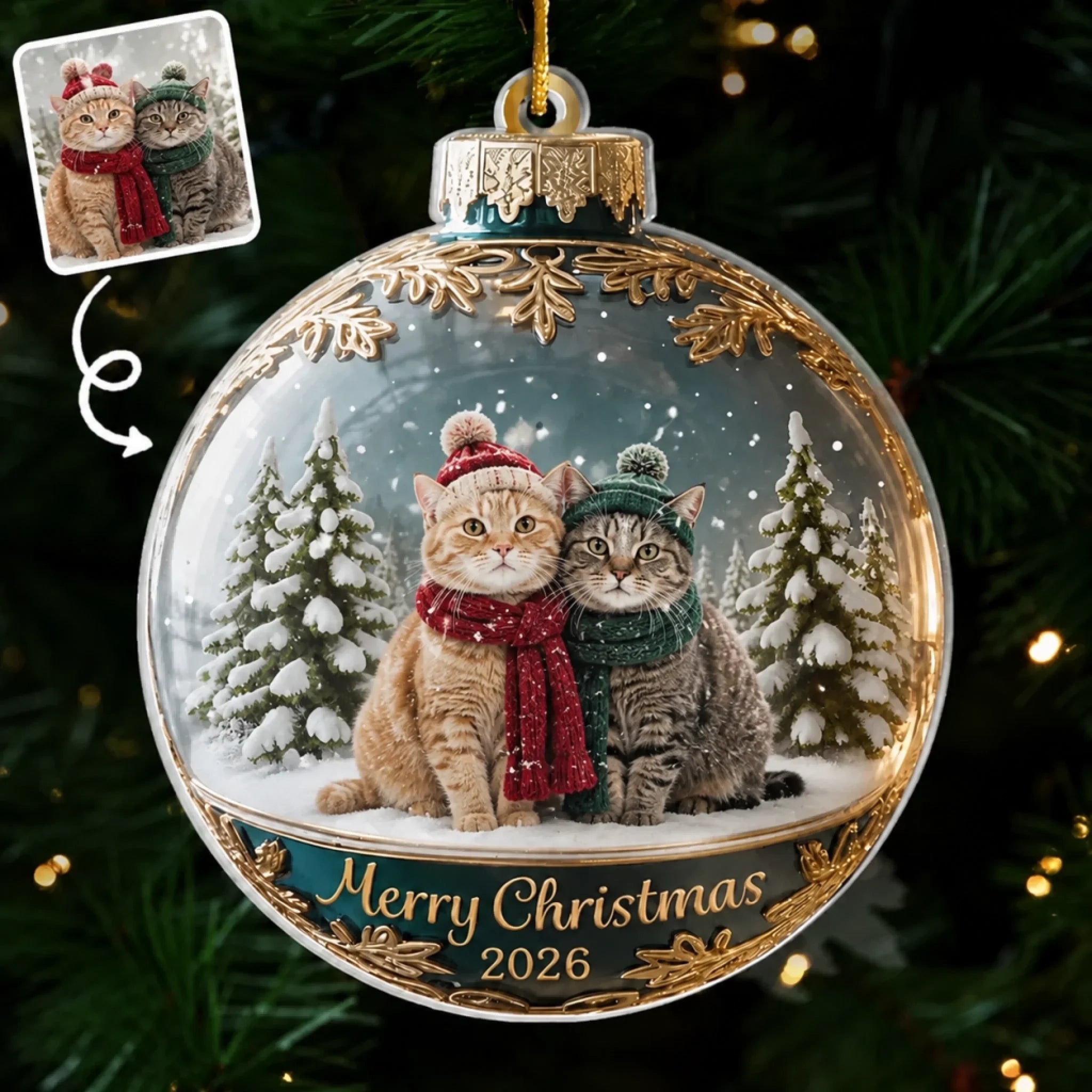 Custom Photo Acrylic Ornament Personalized Christmas Birthday Gift for Dog and Cat Lovers