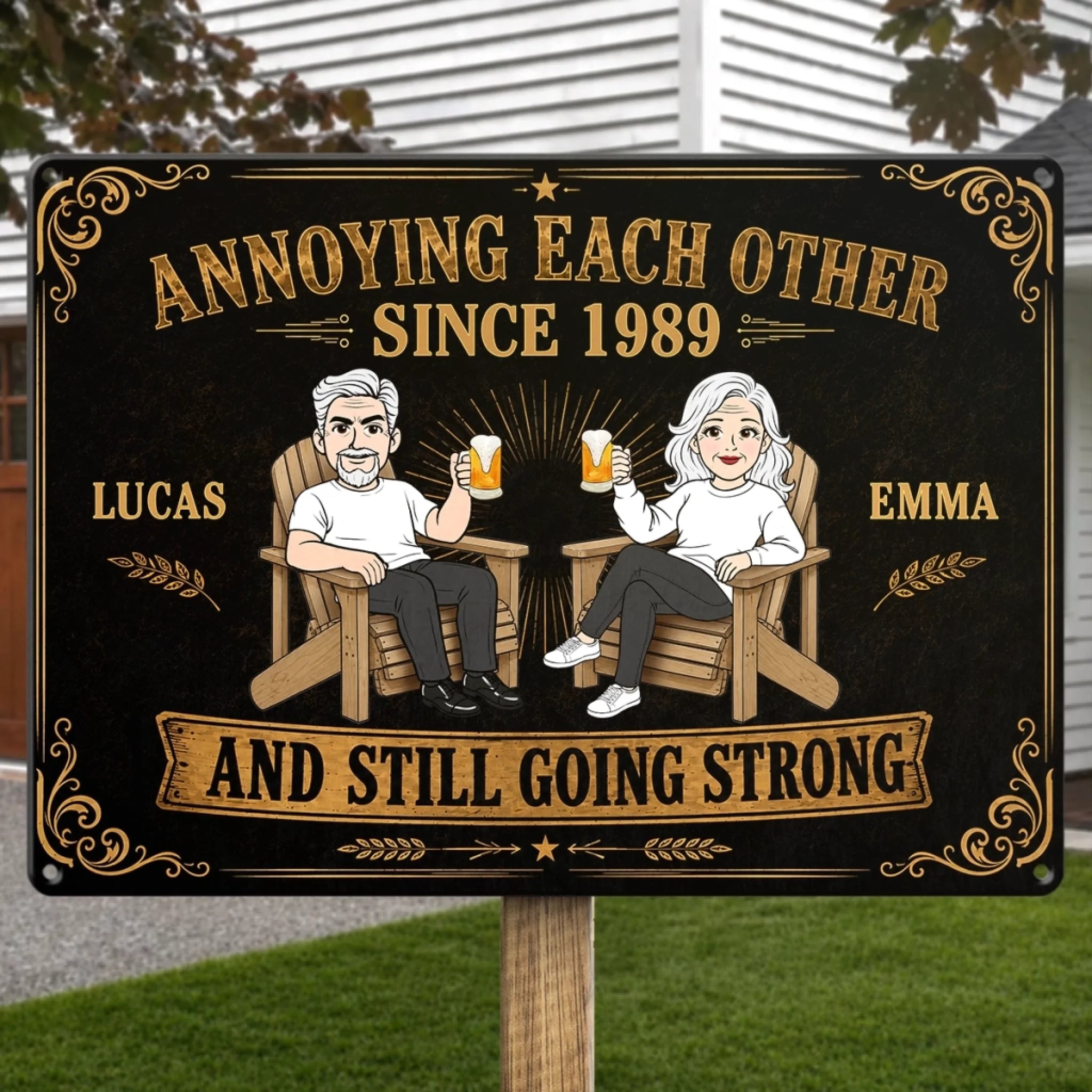 Personalized Metal Sign for Couples - Custom Home Decor Anniversary or Wedding Gift for Husband and Wife