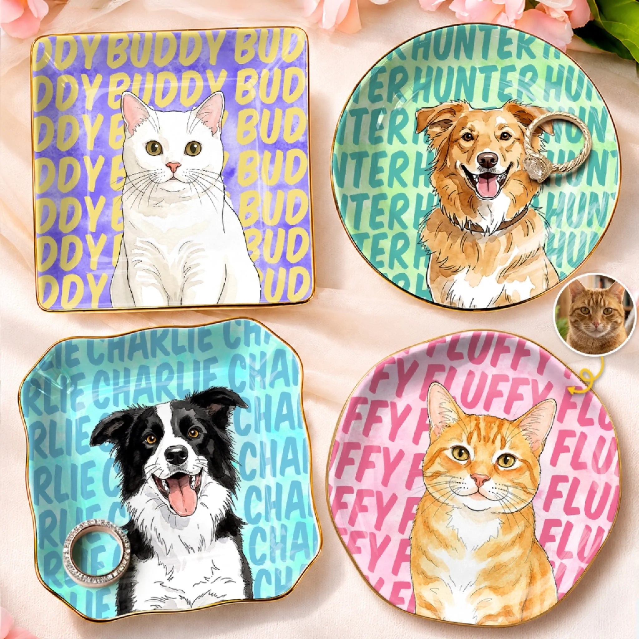 Custom Photo Jewelry Dish Personalized Birthday Gift for Dog Moms Cat Dads and Pet Lovers