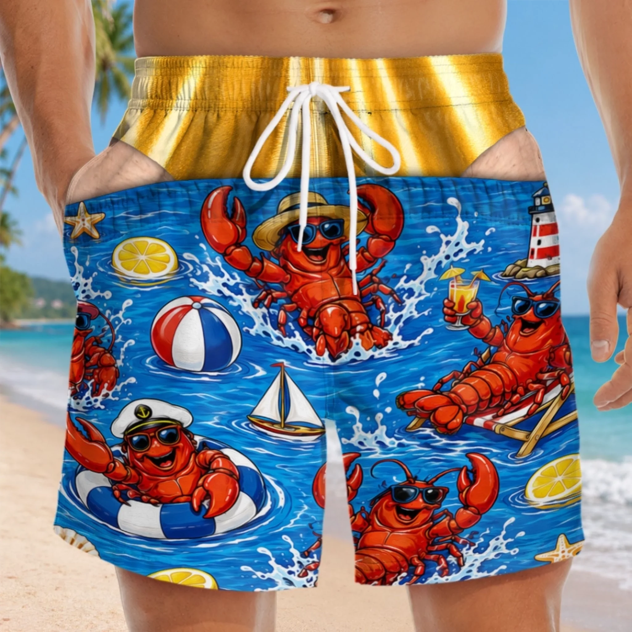 Custom Funny Patriotic Men Swim Trunks Personalized Beach Shorts for Summer Vacation Gifts