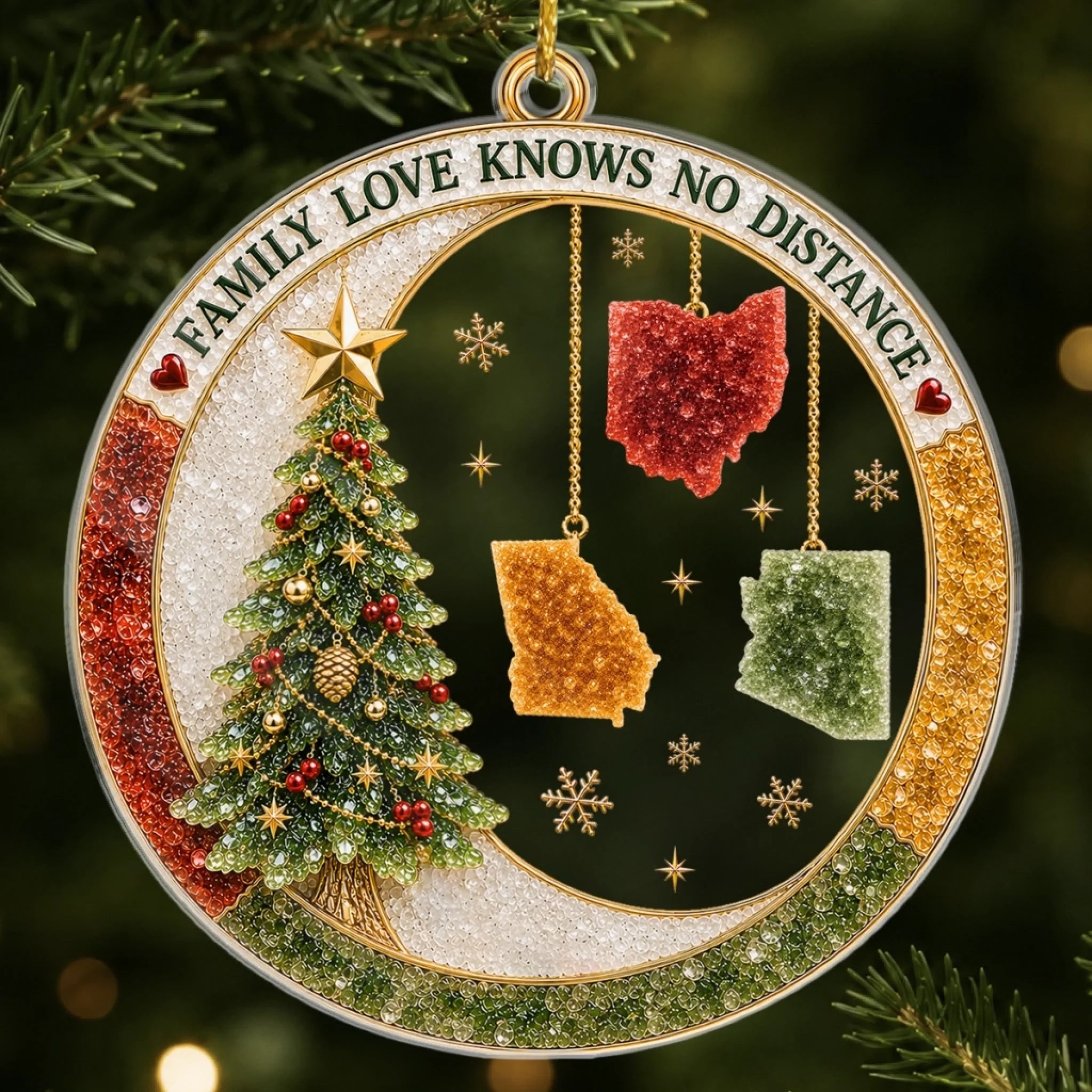 Custom Long Distance Acrylic Ornament Personalized Christmas Gift for Family Connected by Love