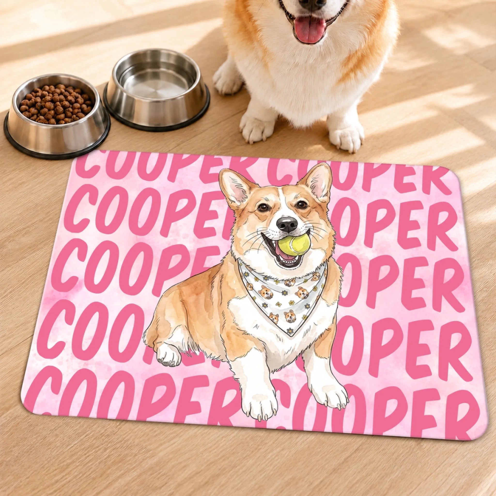 Custom Photo Pet Feeding Mat Personalized Birthday Gift for Dog and Cat Lovers, Pet Mom and Dad