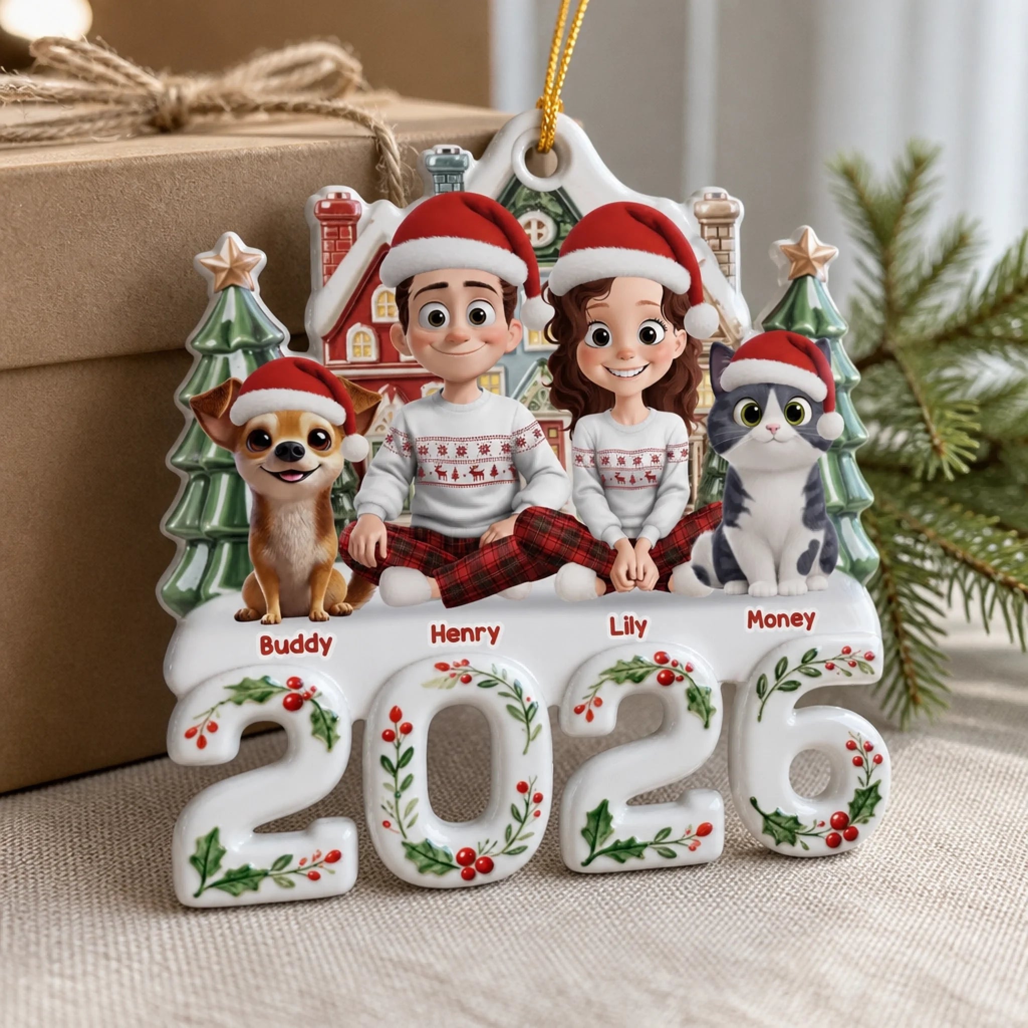Custom Acrylic Ornament Personalized Christmas Anniversary Gift for Husband Wife or Pet Lovers