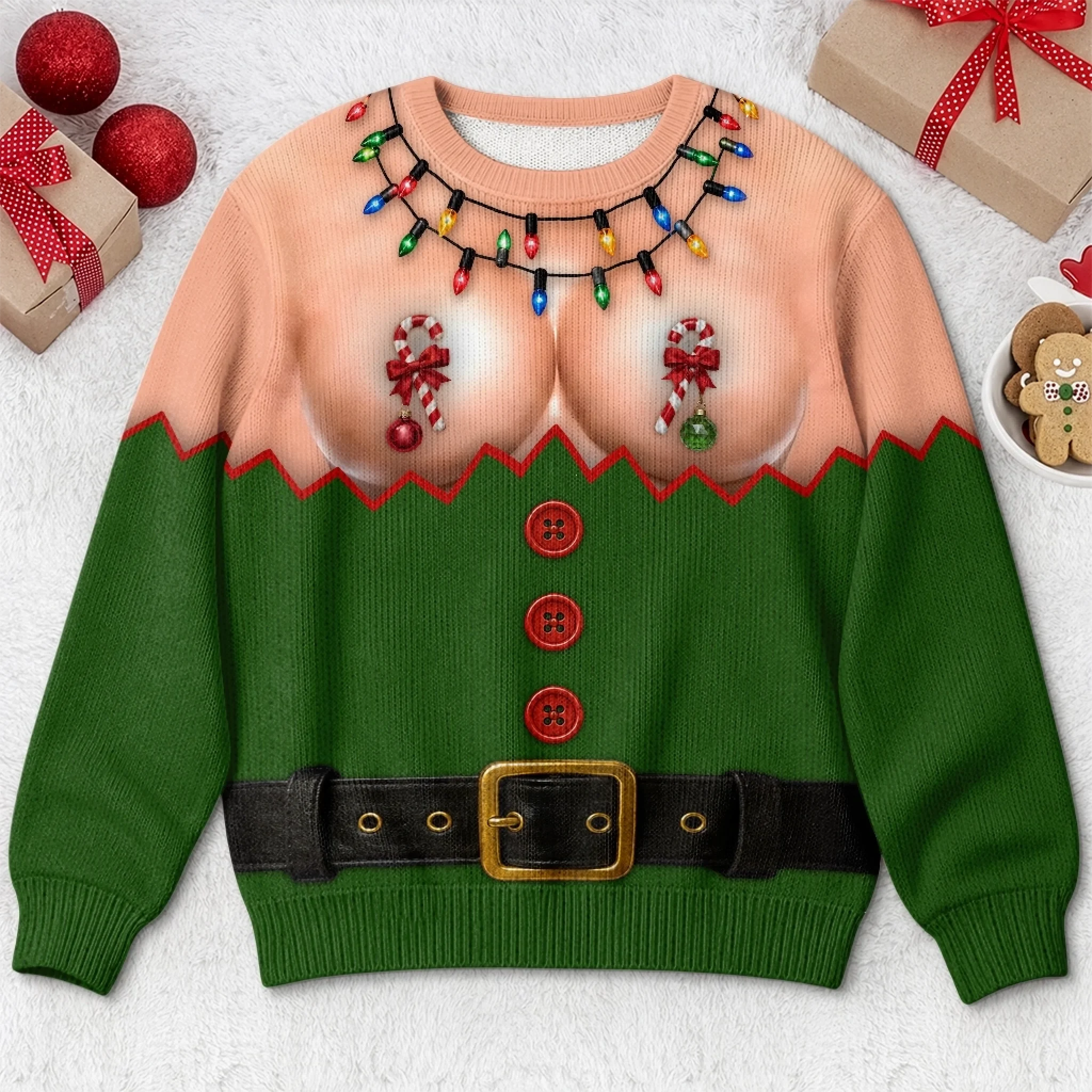 Custom Funny Ugly Sweatshirt, Personalized Check Out My Holiday Cheer Gift for Husband Dad Son Grandpa
