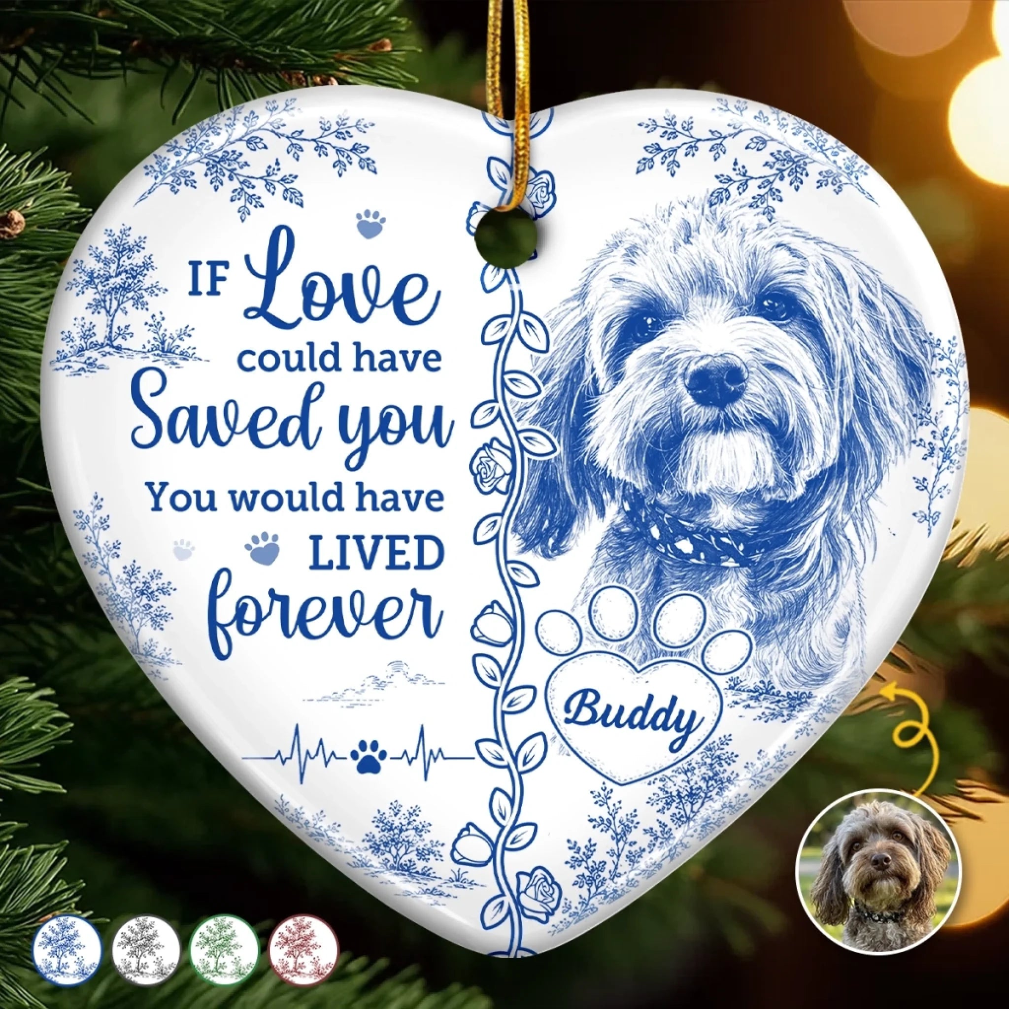 Custom Photo Ceramic Ornament Personalized Pet Memorial Christmas Gift for Dogs and Cats