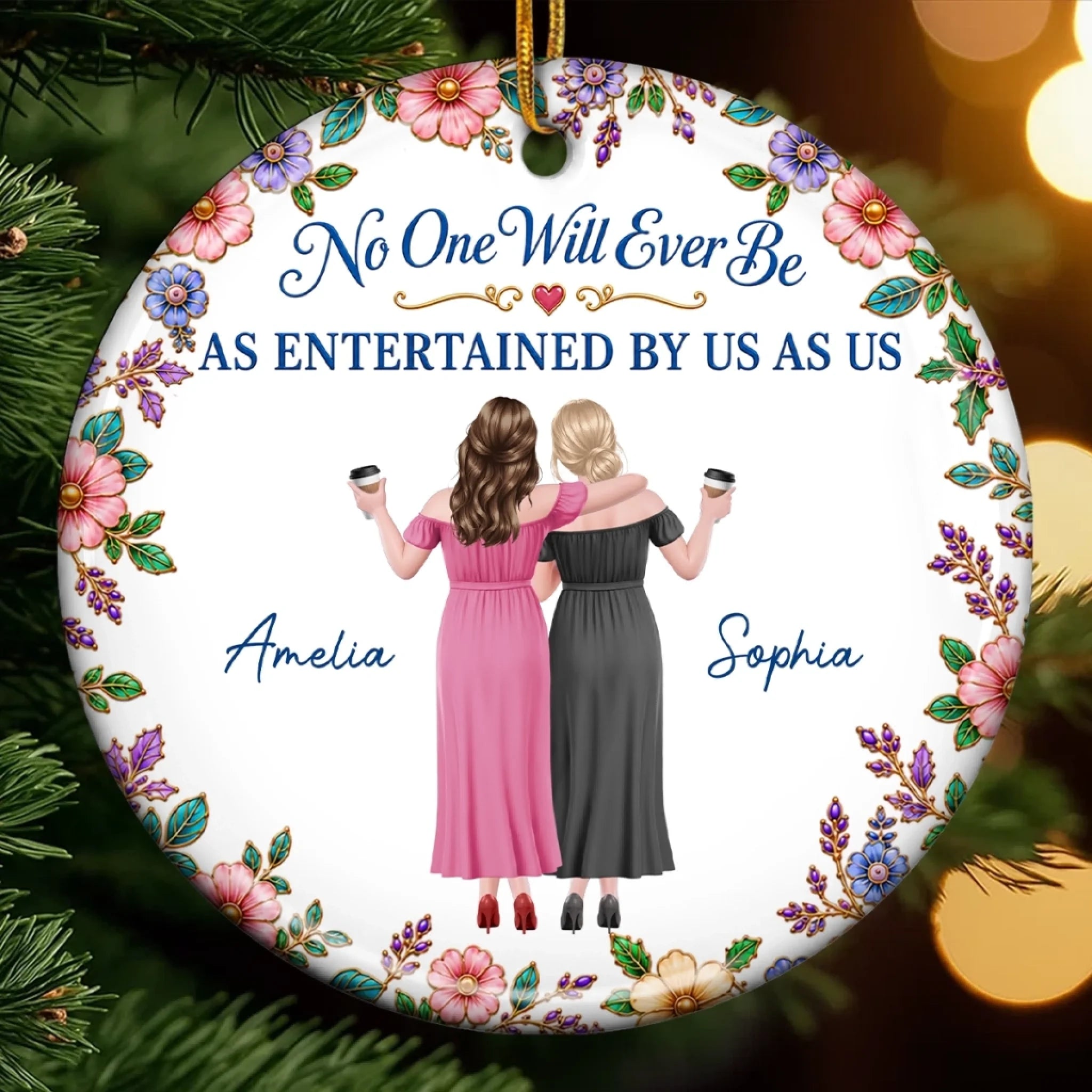Personalized Ceramic Ornament for Best Friend, Sisters or BFF, Christmas and Birthday Gift