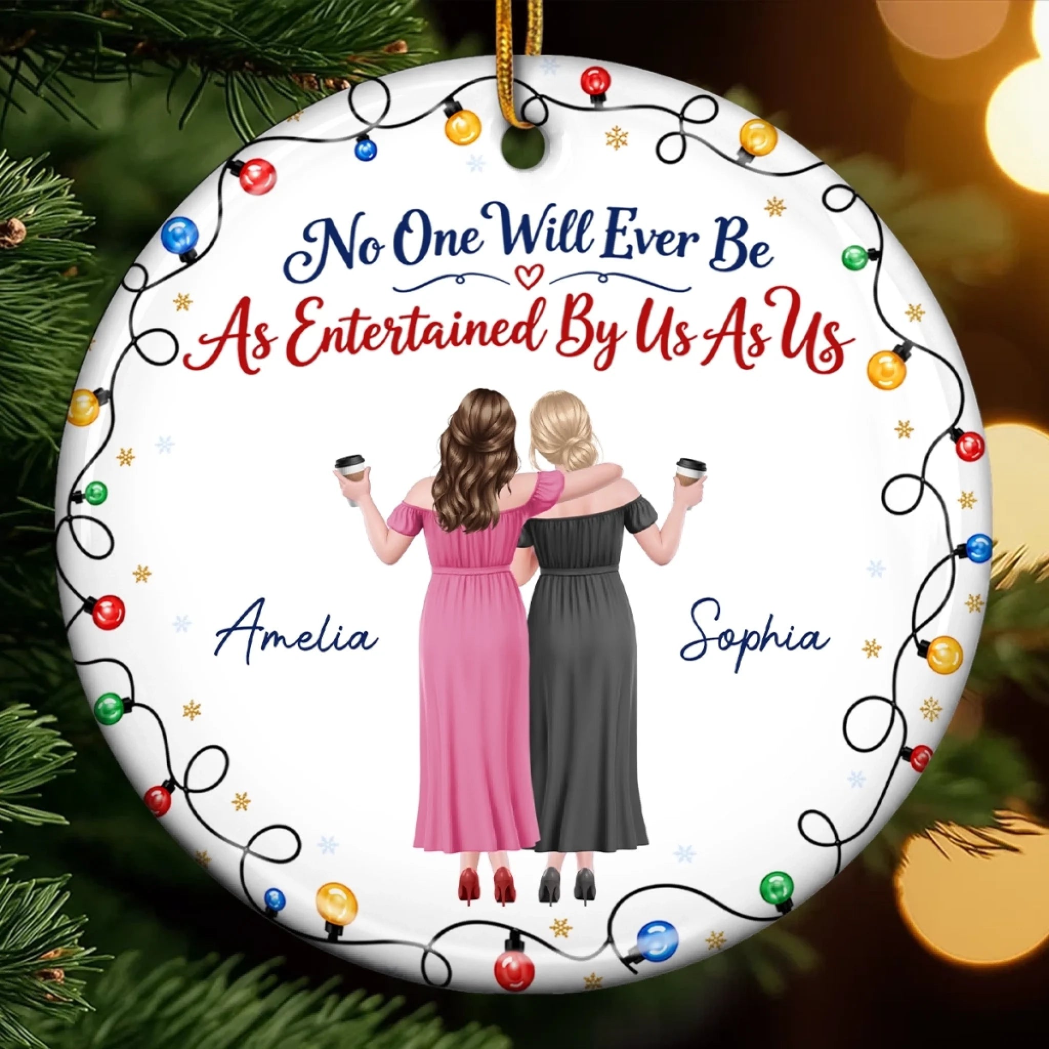 Custom Ceramic Ornament Personalized Best Friend Gift for Christmas or Birthday for Women Sisters and BFFs