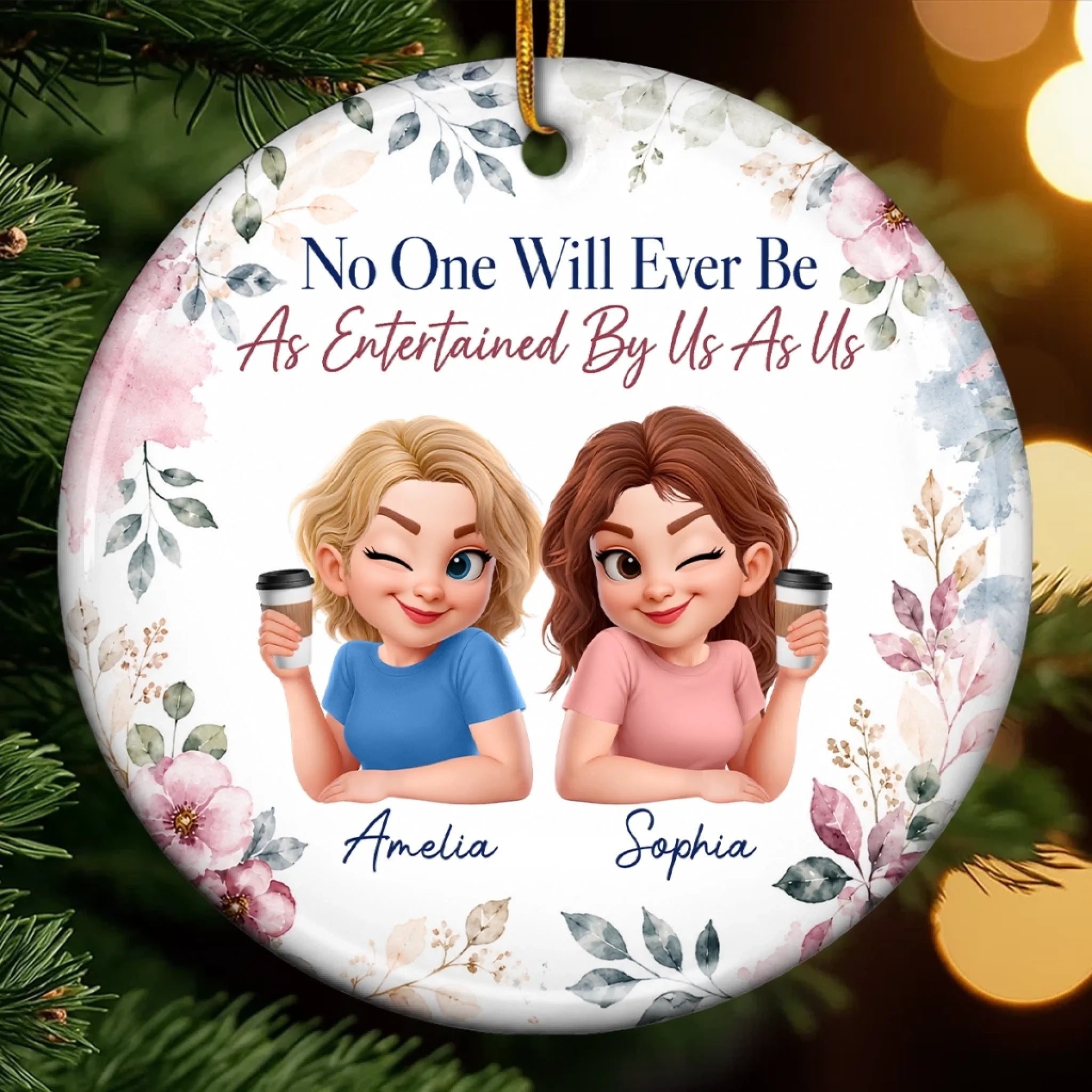 Custom Ceramic Ornament Personalized Best Friend Gift for Christmas Birthday, Never Walk Alone