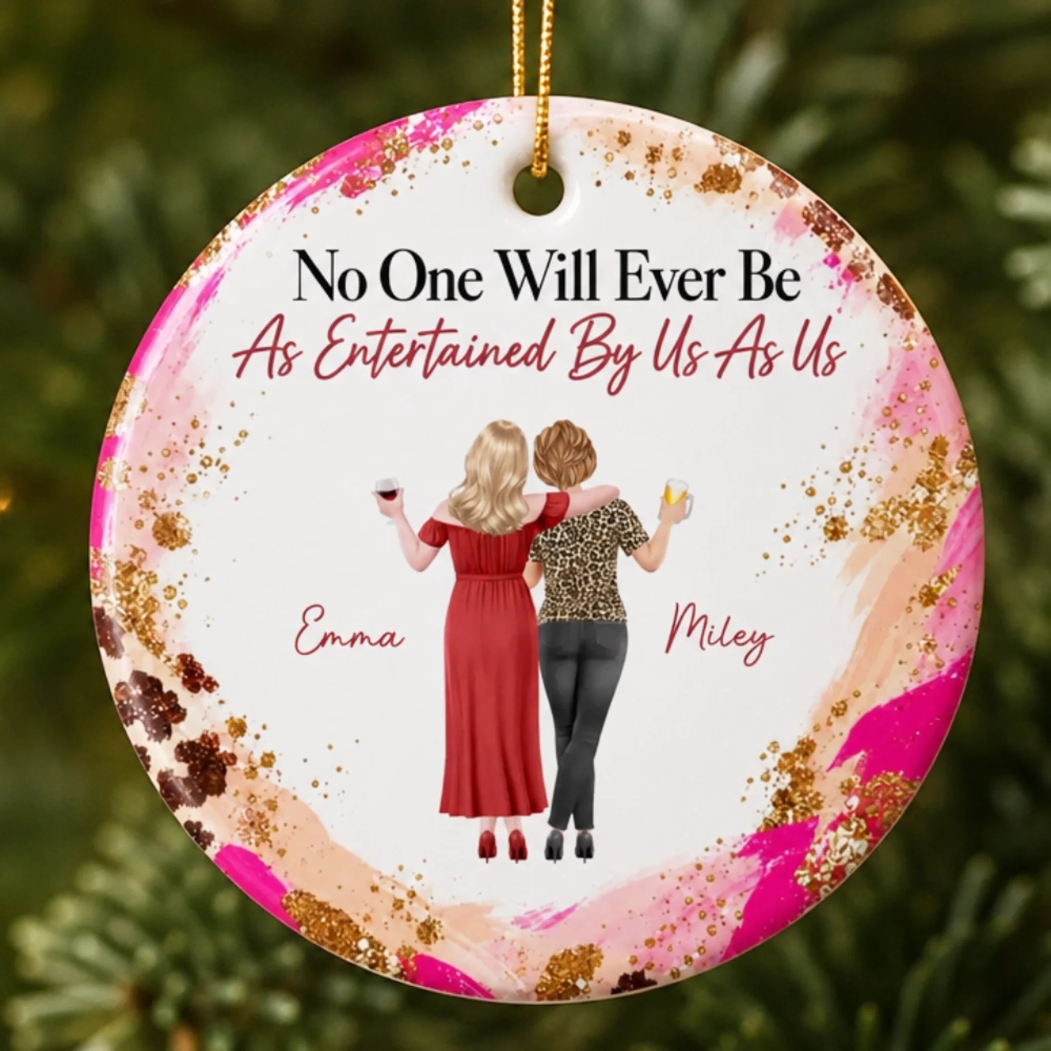 Personalized Ceramic Ornament for Best Friend, Bestie or Sister - Custom Christmas Birthday Gift for Women