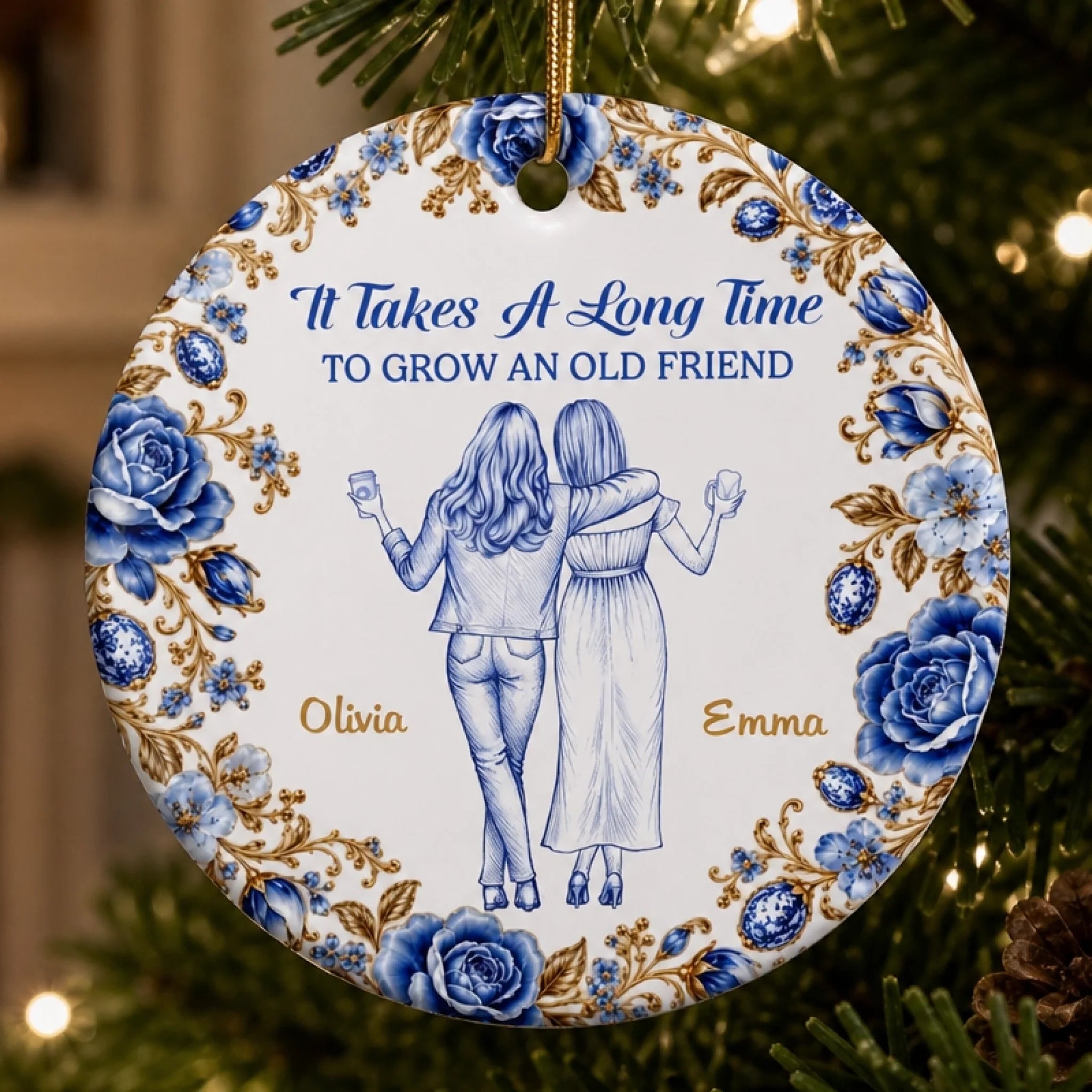 Custom Ceramic Ornament Personalized Best Friend Gift for Women Sisters BFF Christmas Birthday