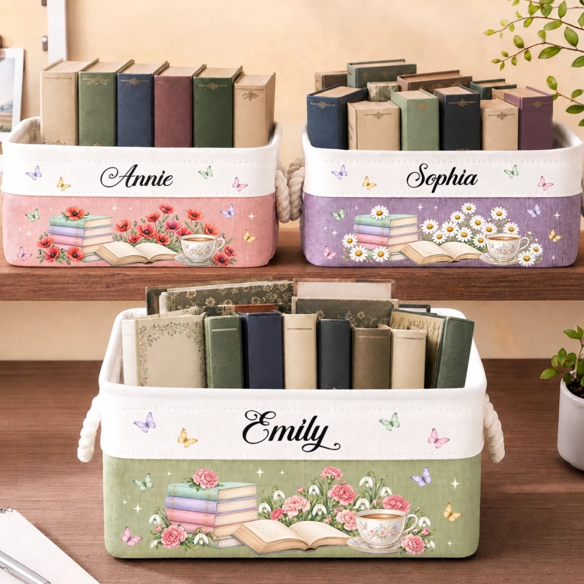 Personalized Book Lover Storage Basket, Custom Bookish Gift for Readers and Bookworms