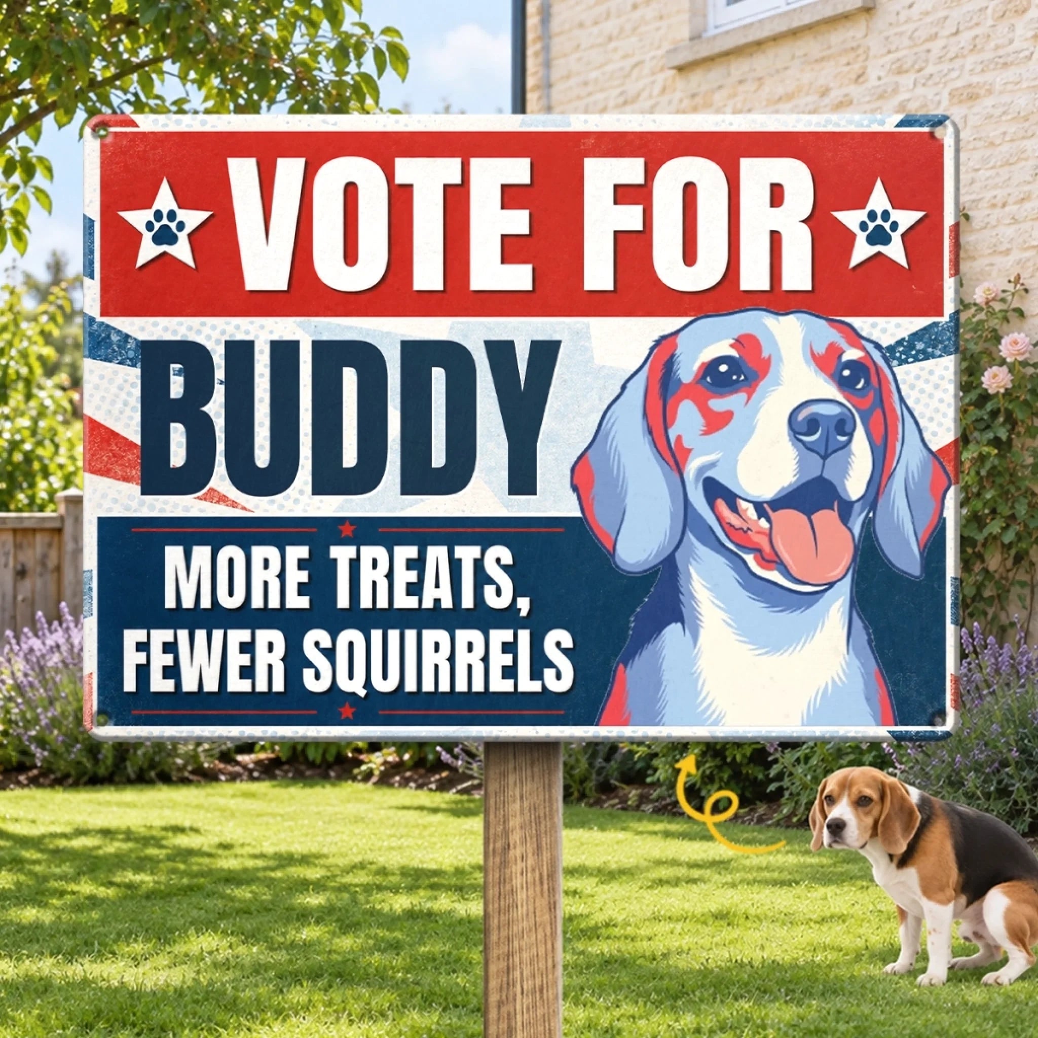 Personalized Custom Photo Metal Sign, Vote for Pawsitive Change Pet Birthday Gift for Dog and Cat Lovers