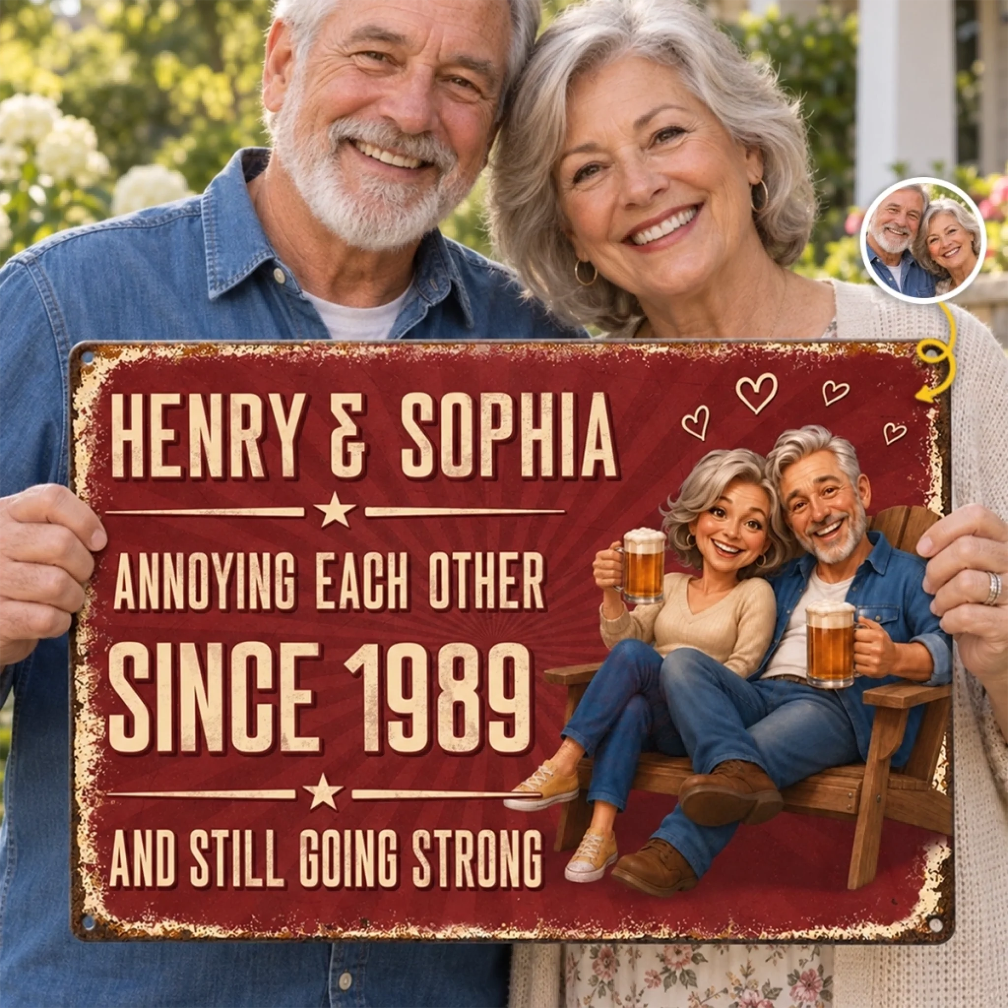 Custom Photo Metal Sign, Personalized Home Decor Anniversary Wedding Gift for Husband and Wife