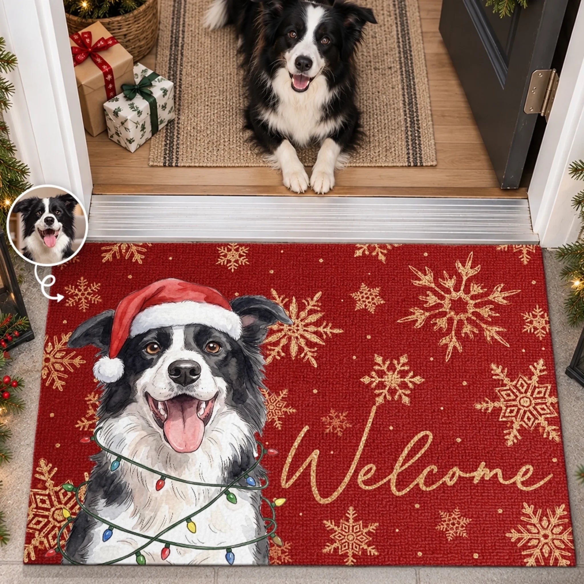 Personalized Custom Photo Doormat for Dog and Cat Lovers, Christmas or Birthday Gift for Pet Parents