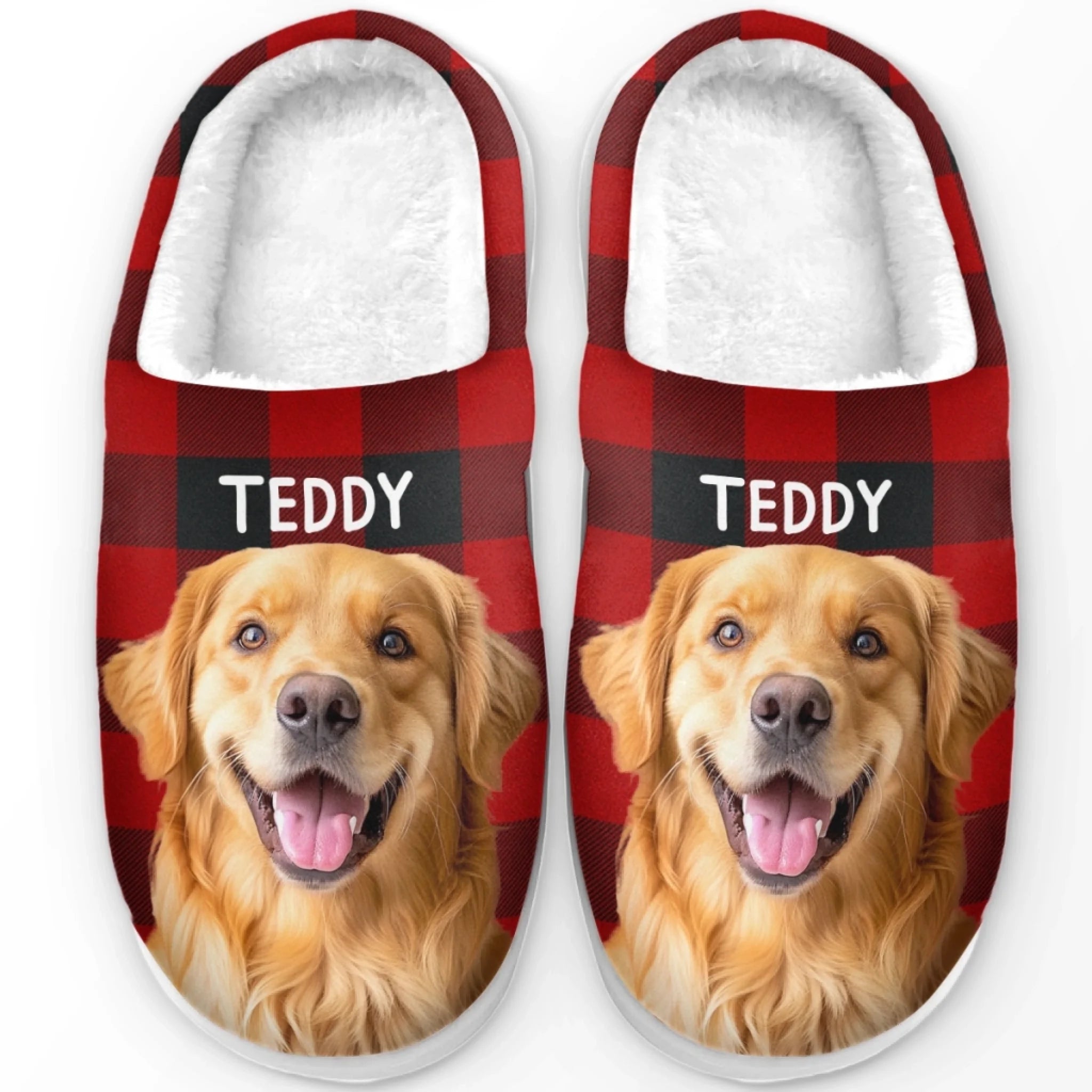 Custom Photo Fluffy Slippers Personalized Christmas Birthday Gift for Dog and Cat Lovers