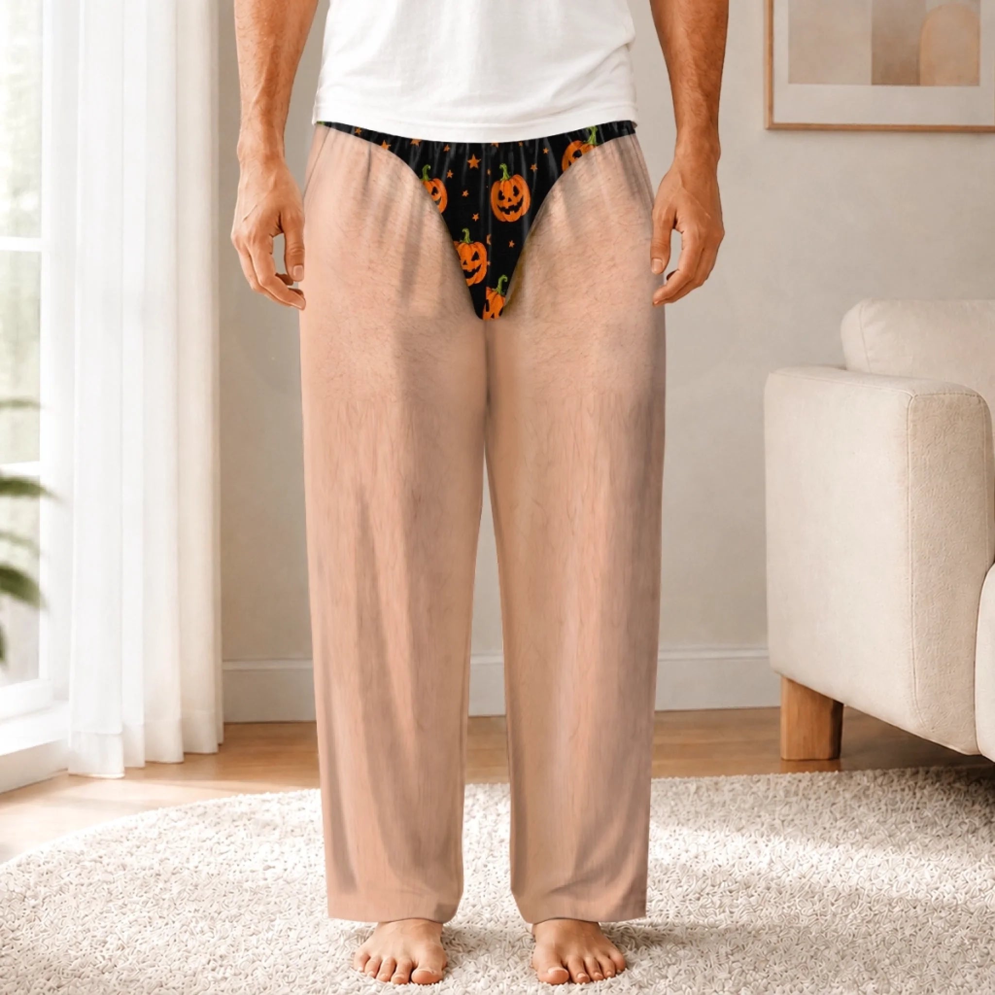 Custom Funny Halloween Pajama Pants, Personalized Spooky Birthday Gift for Husband Dad Son Grandpa