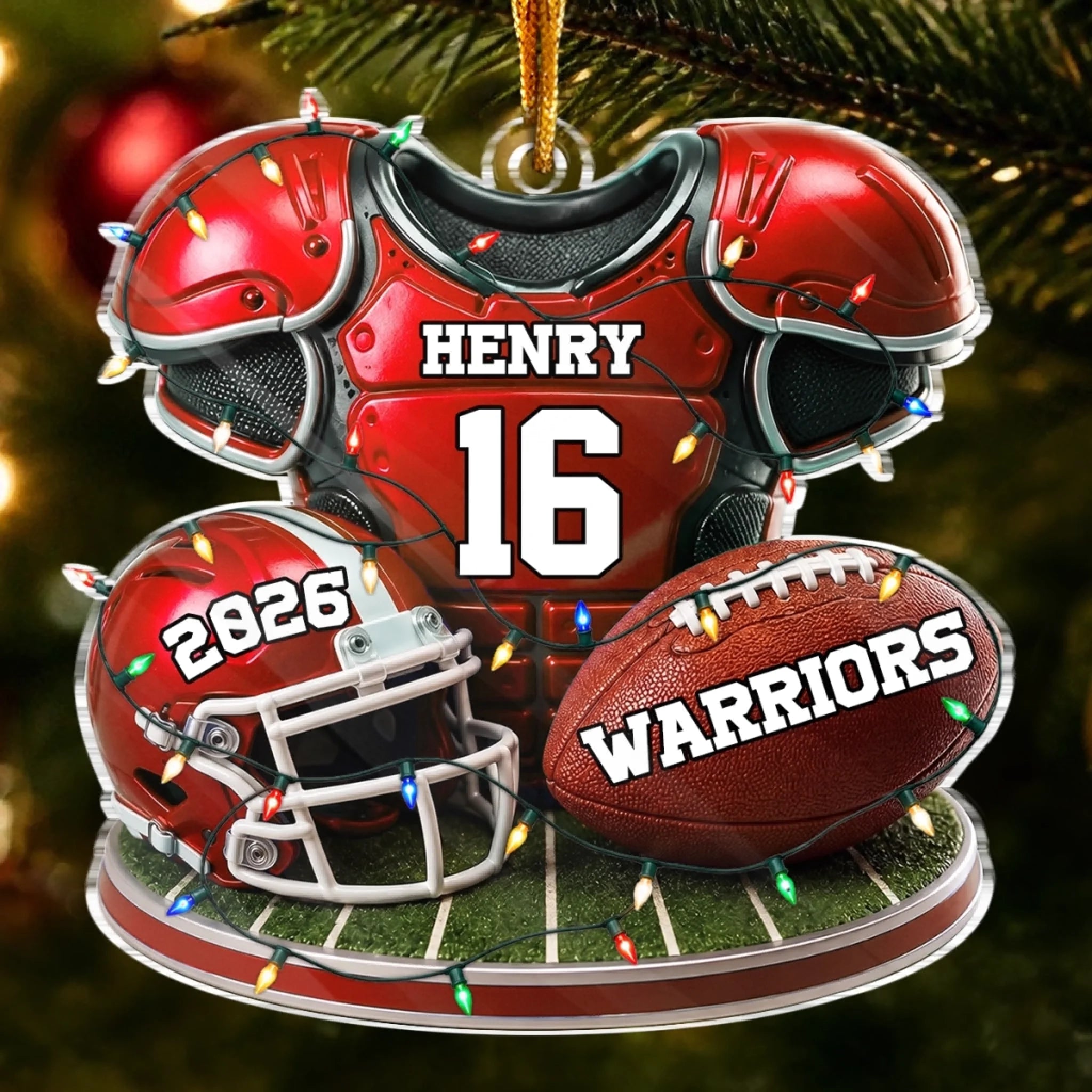 Custom American Football Acrylic Ornament, Personalized Christmas or Birthday Gift for Football Fans