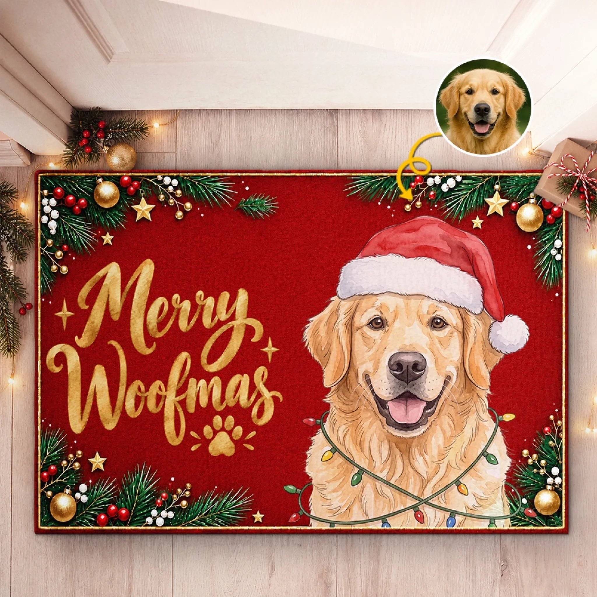 Custom Photo Doormat, Personalized Pawsome Christmas Gift for Dog and Cat Lovers