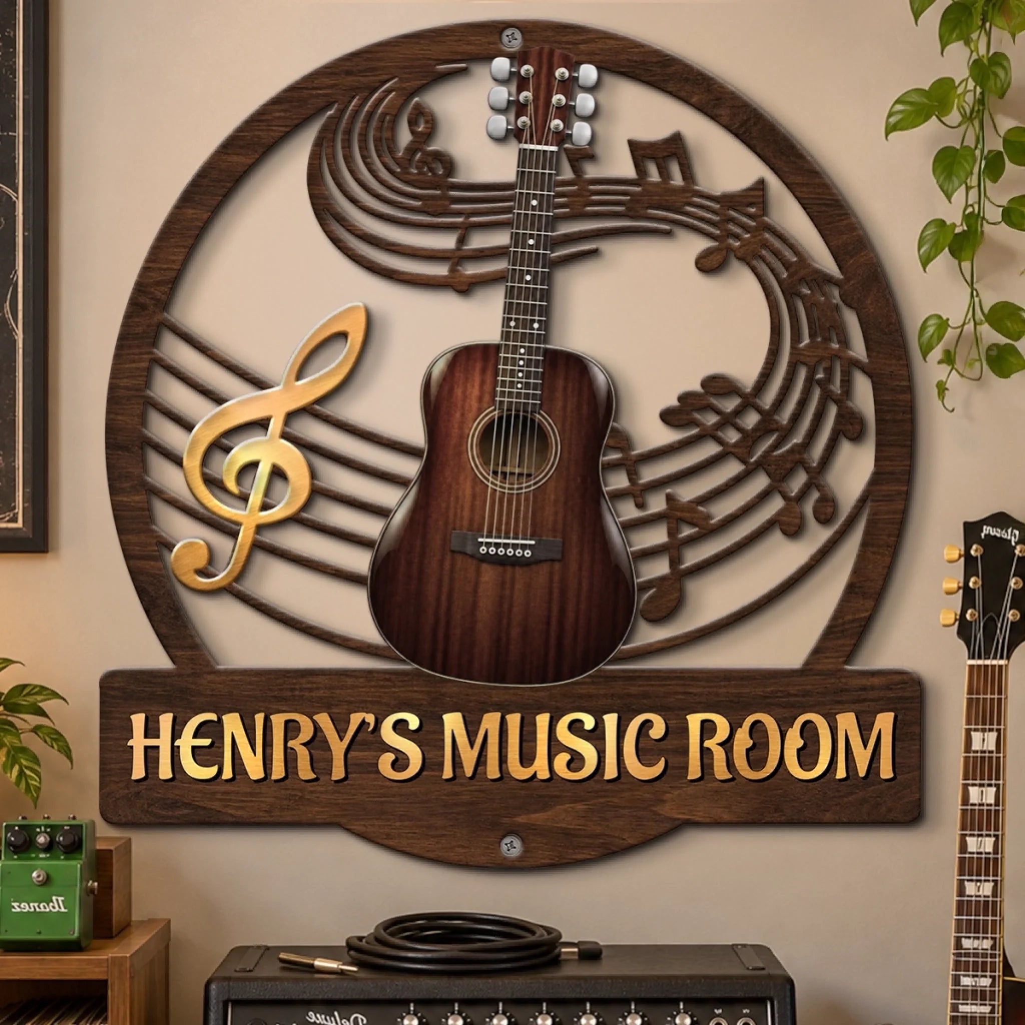 Custom Shaped Metal Sign Personalized Birthday Gift for Guitar Lovers Life Is Better With Music