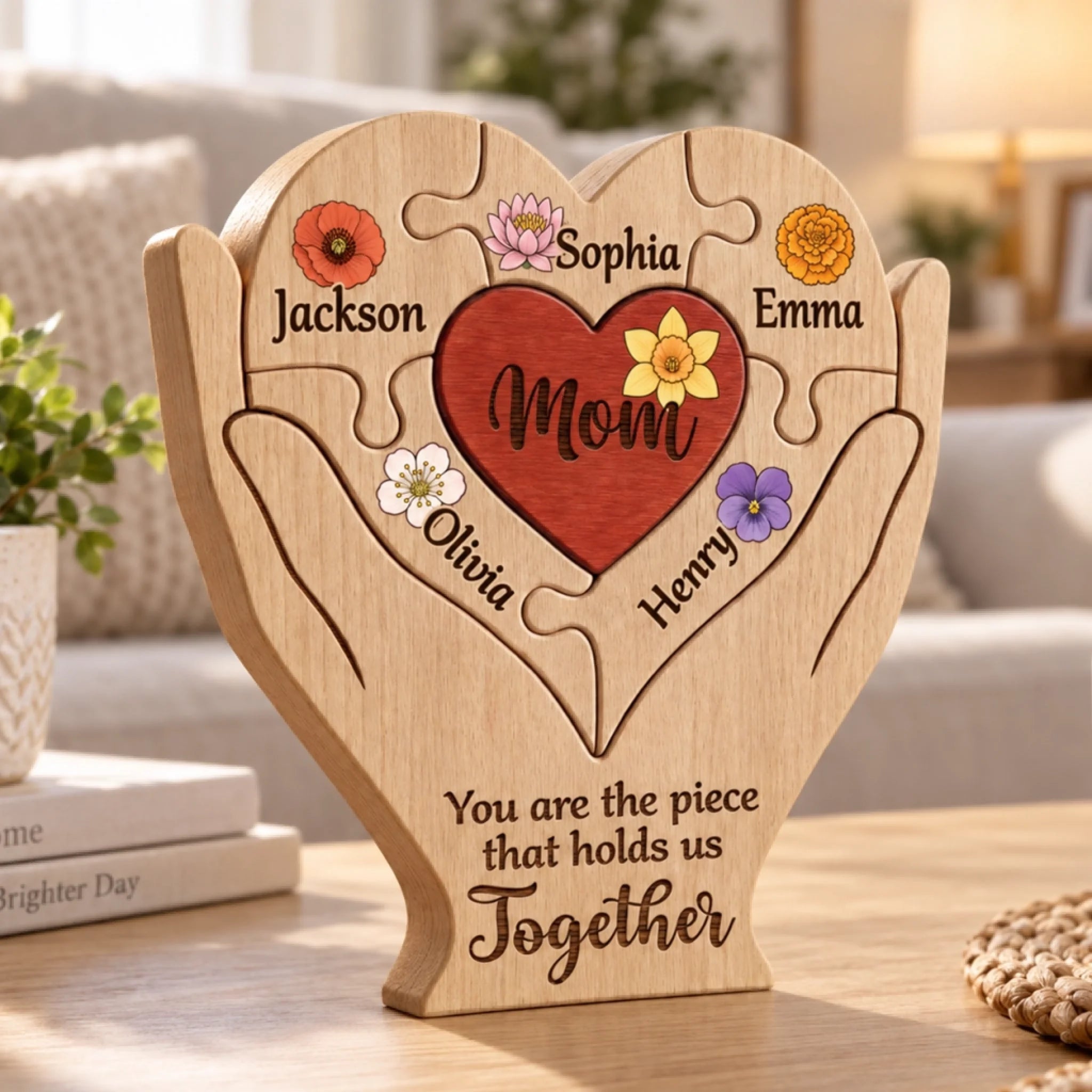 Custom Shaped Wooden Art Puzzle, Personalized Mother's Day Father's Day Birthday Gift