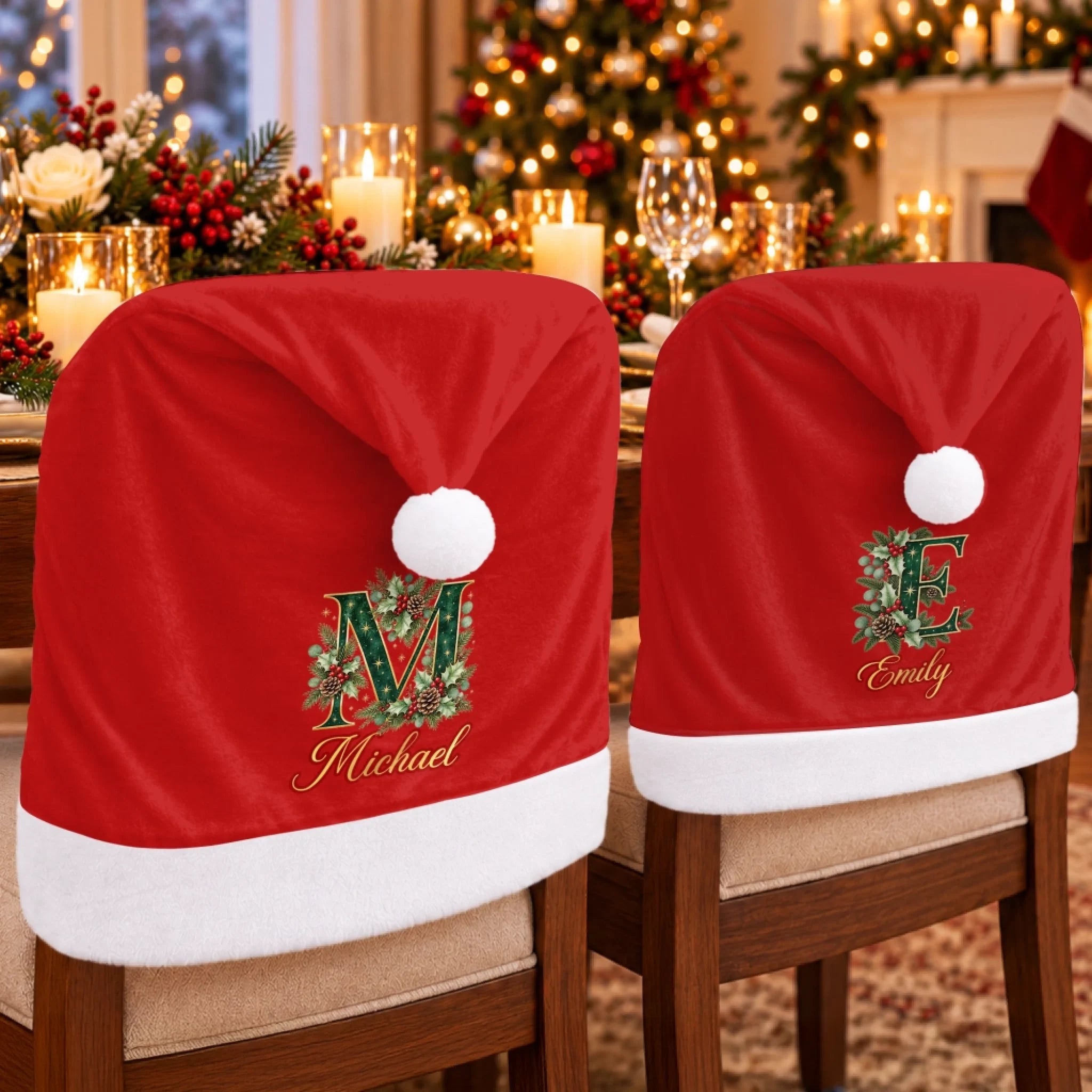 Personalized Custom Chair Cover, Twinkle Bright Celebrate Tonight Christmas Birthday Gift for Family