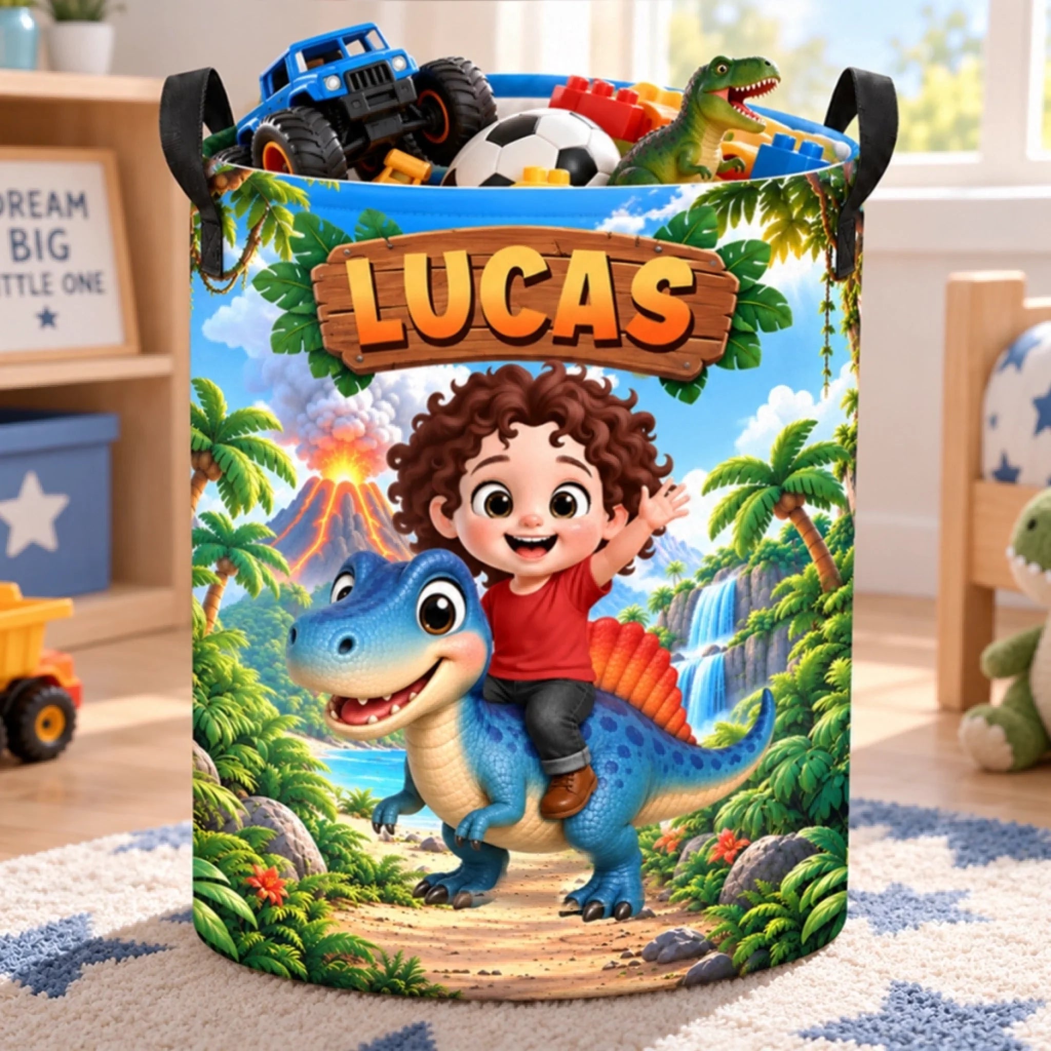Custom Kids Laundry Basket, Personalized Fear The Roar Birthday Gift for Bedroom Organization